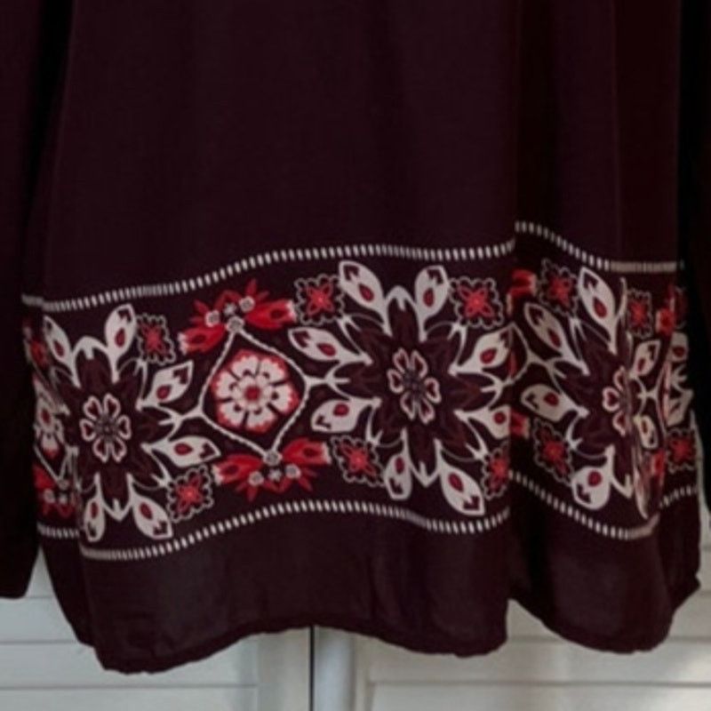 Old Navy Old Navy Burgundy Whimsigoth Boho Flowy Rayon Blouse Women L Size L / US 10 / IT 46 - 6 Thumbnail