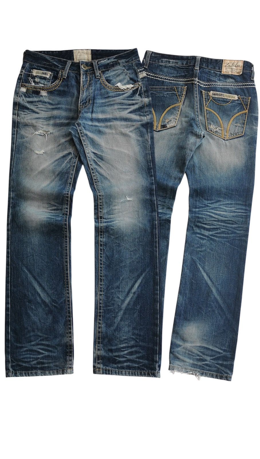 Kapital Lolita Faded Structure Distressed Denim Jeans Size US 31 - 1 Thumbnail