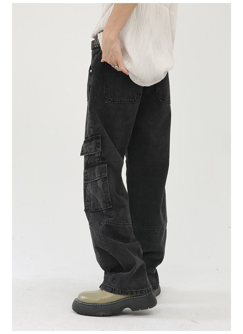 Japanese Brand Street retro washed loose wide-leg multi-pocket work jeans Size US 32 / EU 48 - 2 Thumbnail