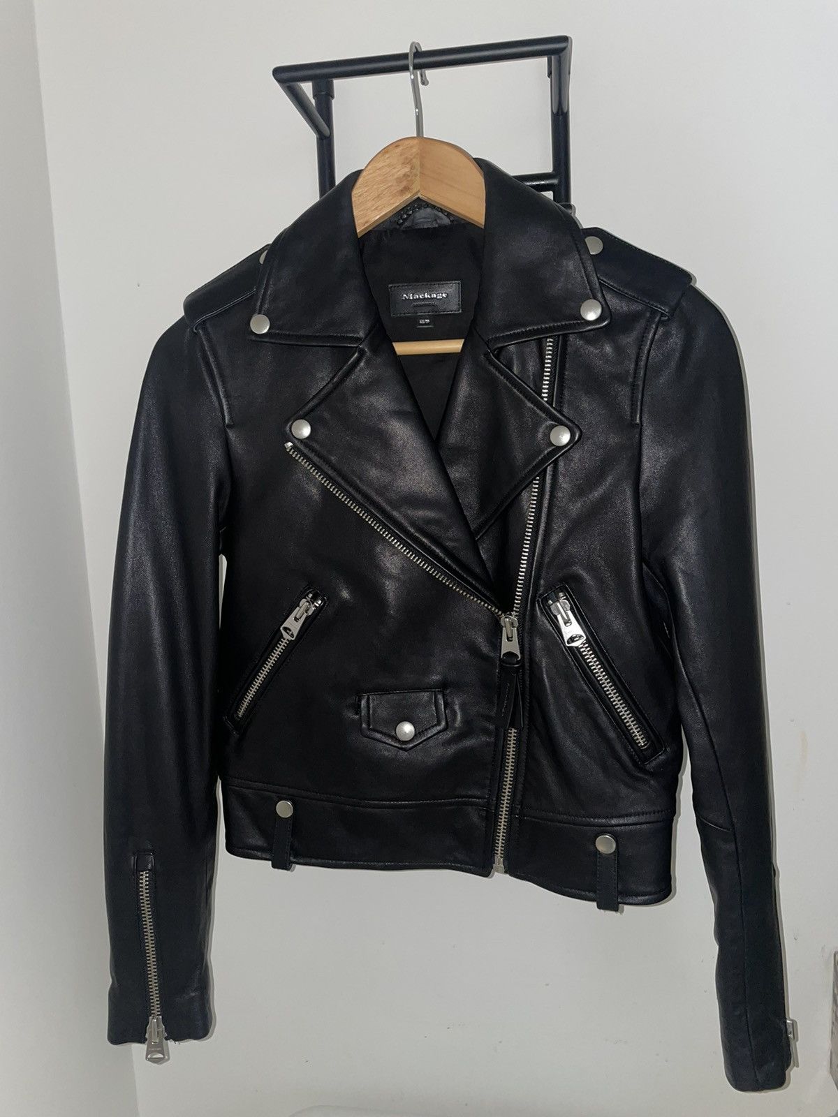 image of Xs Mackage Baya (R) Leather Jacket in Black, Women's