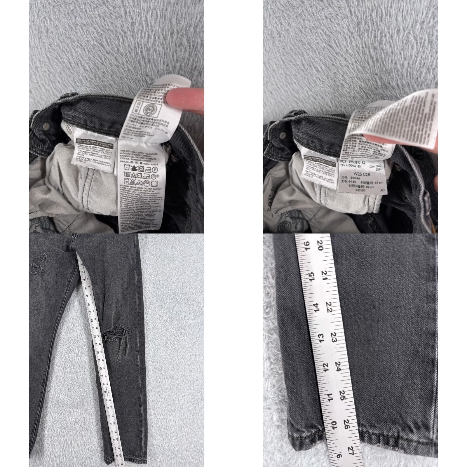 Levi's Levi's Jeans Womens 501 XX Black Denim Distressed Slim 25x27 Jeans Womens 25 Black Denim Distressed 501 XX Levi's - Vintage: No Size 42" / US 20 - 8 Thumbnail