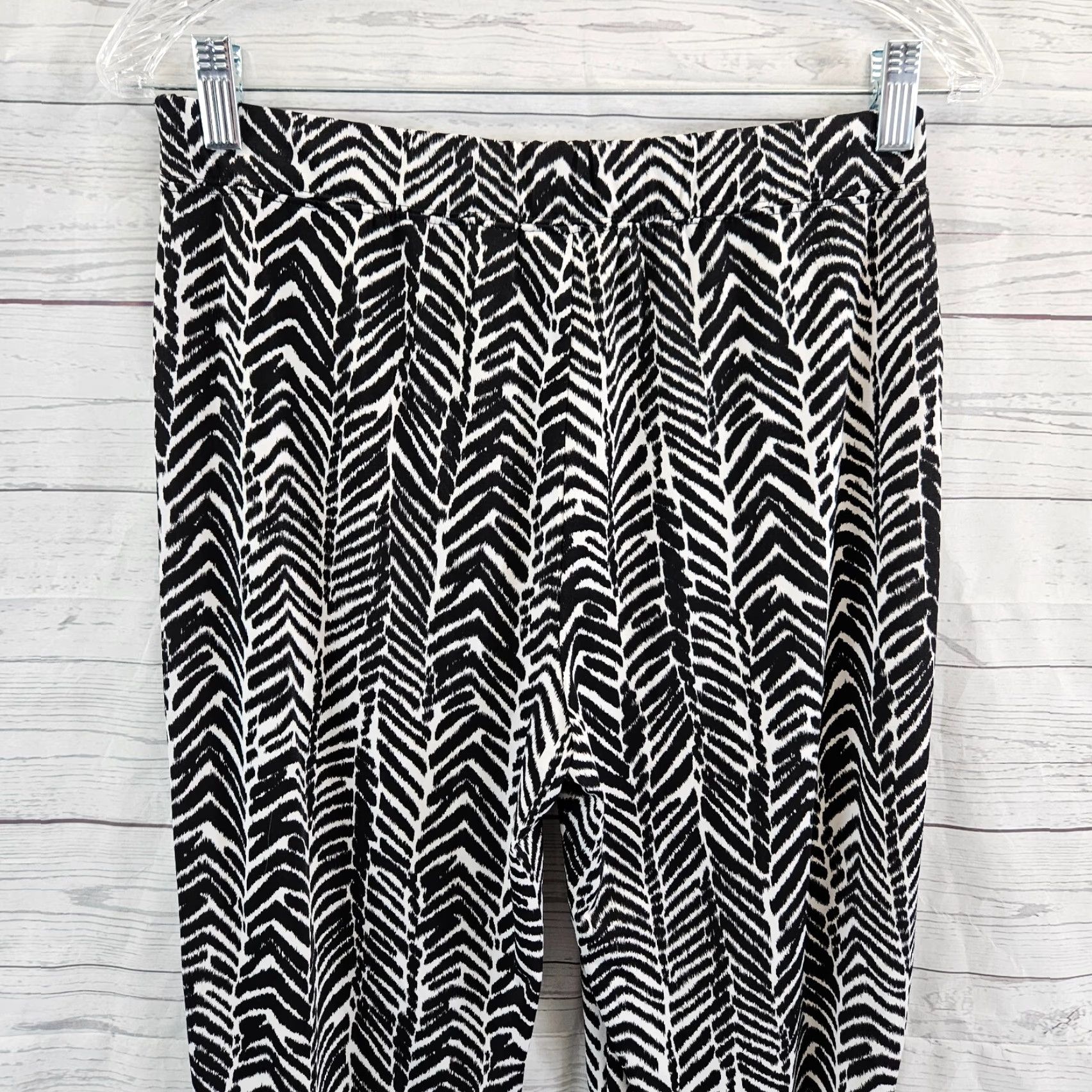 Vintage Susan Graver Womens Cropped Pants Sz XS Petite Black White Pull On High Rise Pant Size 26" / US 2 / IT 38 - 4 Thumbnail