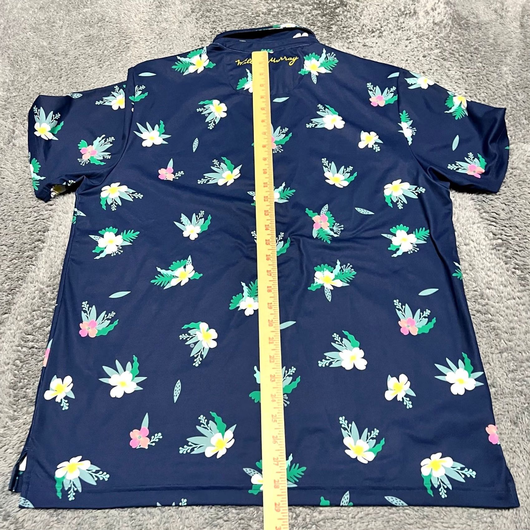 Vintage William Murray Polo Shirt Men Large Blue Performance Golf Floral All Over Print Polo Shirt (L) Mens Blue Performance Floral All Over Print Size US L / EU 52-54 / 3 - 6 Thumbnail