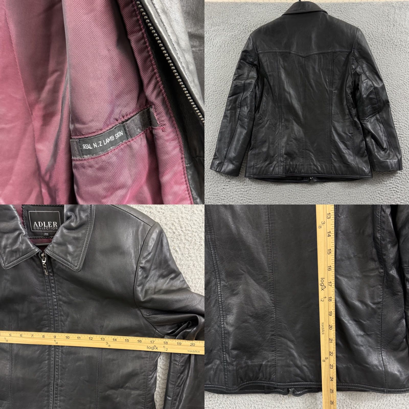 Skin VINTAGE Adler Collection Women's Small Petite Black Lamb Skin Leather Moto Biker Jacket Size S / US 4 / IT 40 - 8 Thumbnail