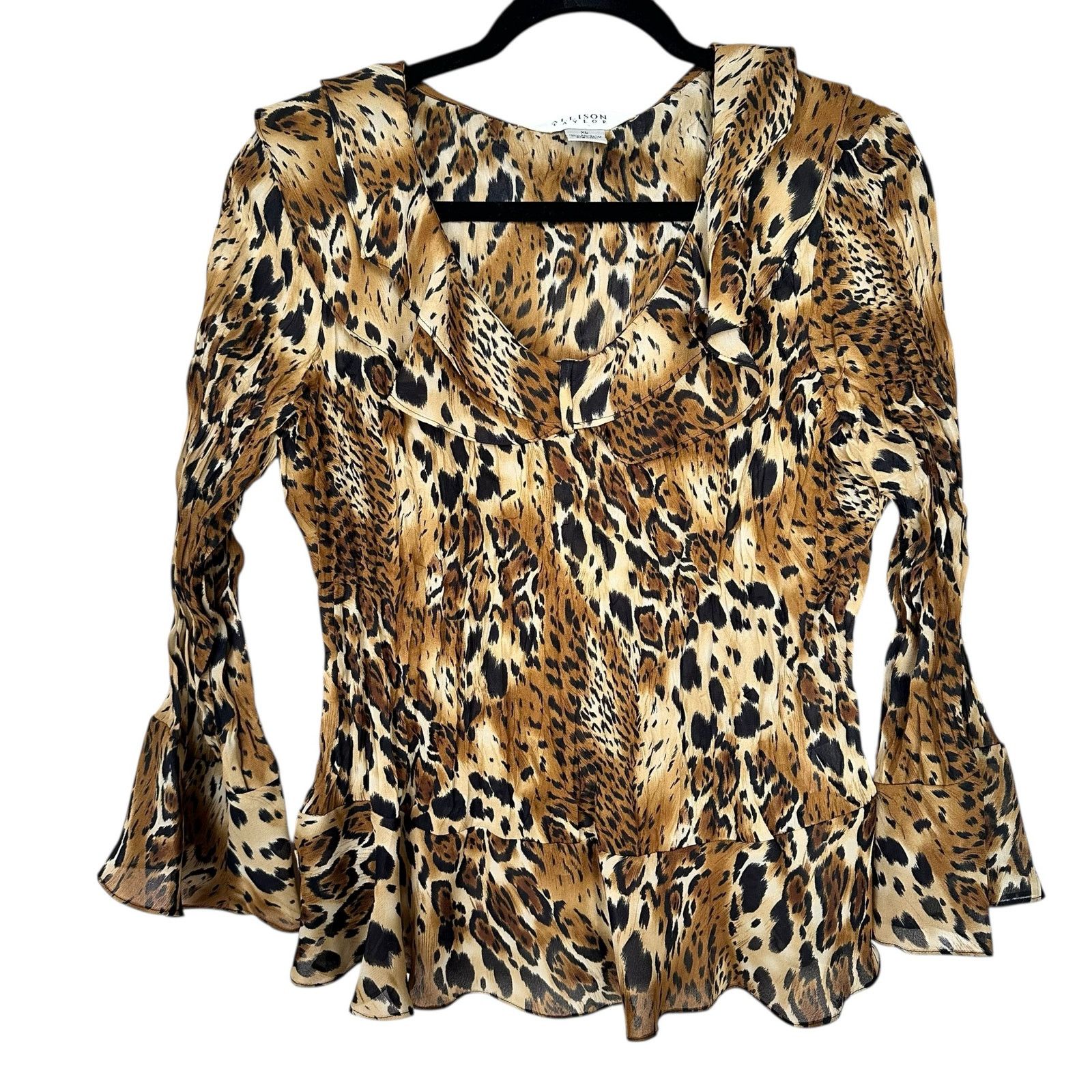 Other Allison Taylor Y2K Going Out Ruffle Tops Leopard Brown XL Size XL / US 12-14 / IT 48-50 - 2 Thumbnail