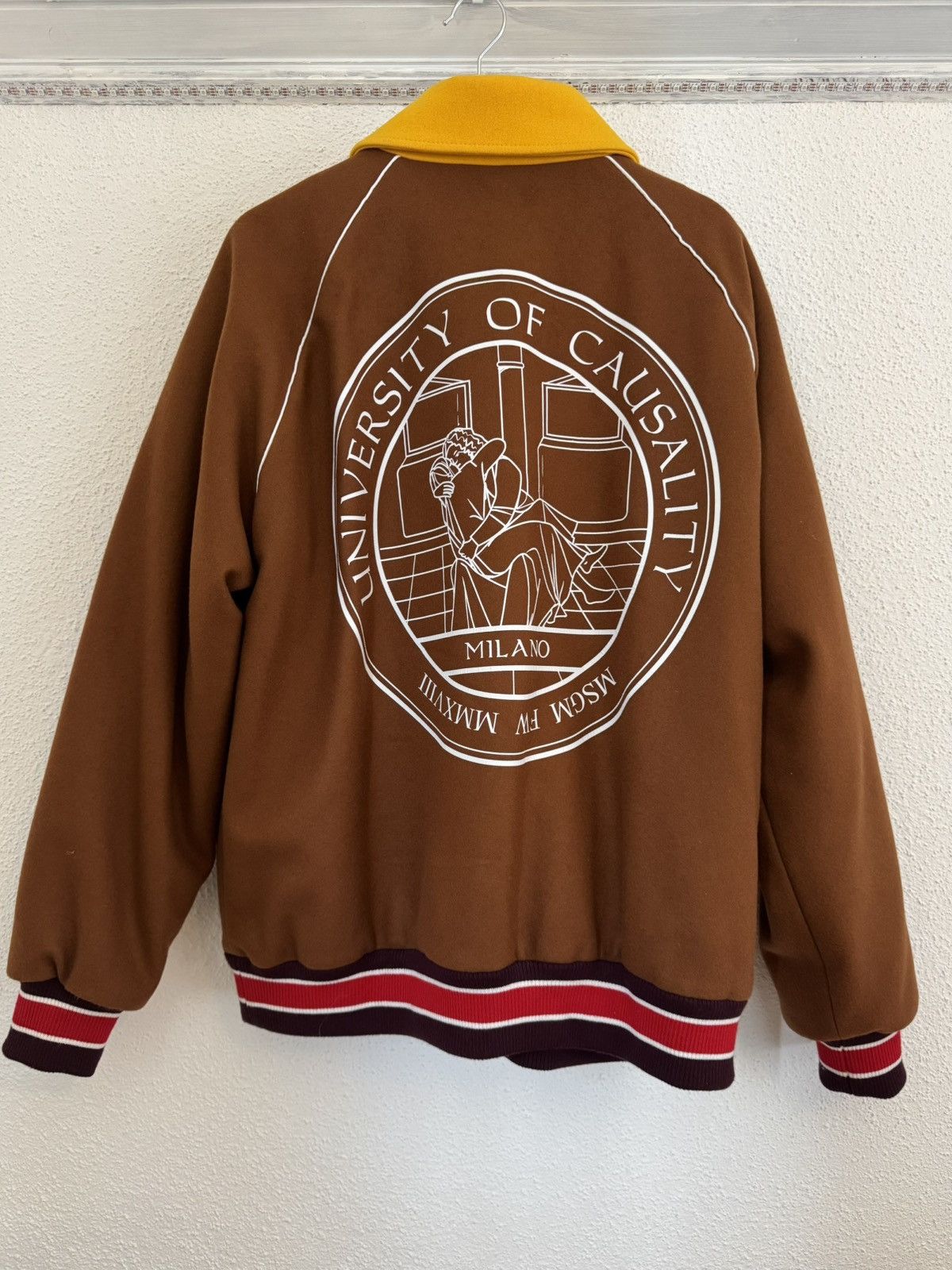 MSGM MSGM University of Causality Milano Brown Wool Bomber Size US M / EU 48-50 / 2 - 2 Thumbnail