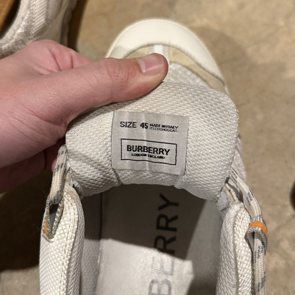 Burberry Burberry Union Mesh Leather Sneakers White US 12 Size US 12 / EU 45 - 15 Thumbnail
