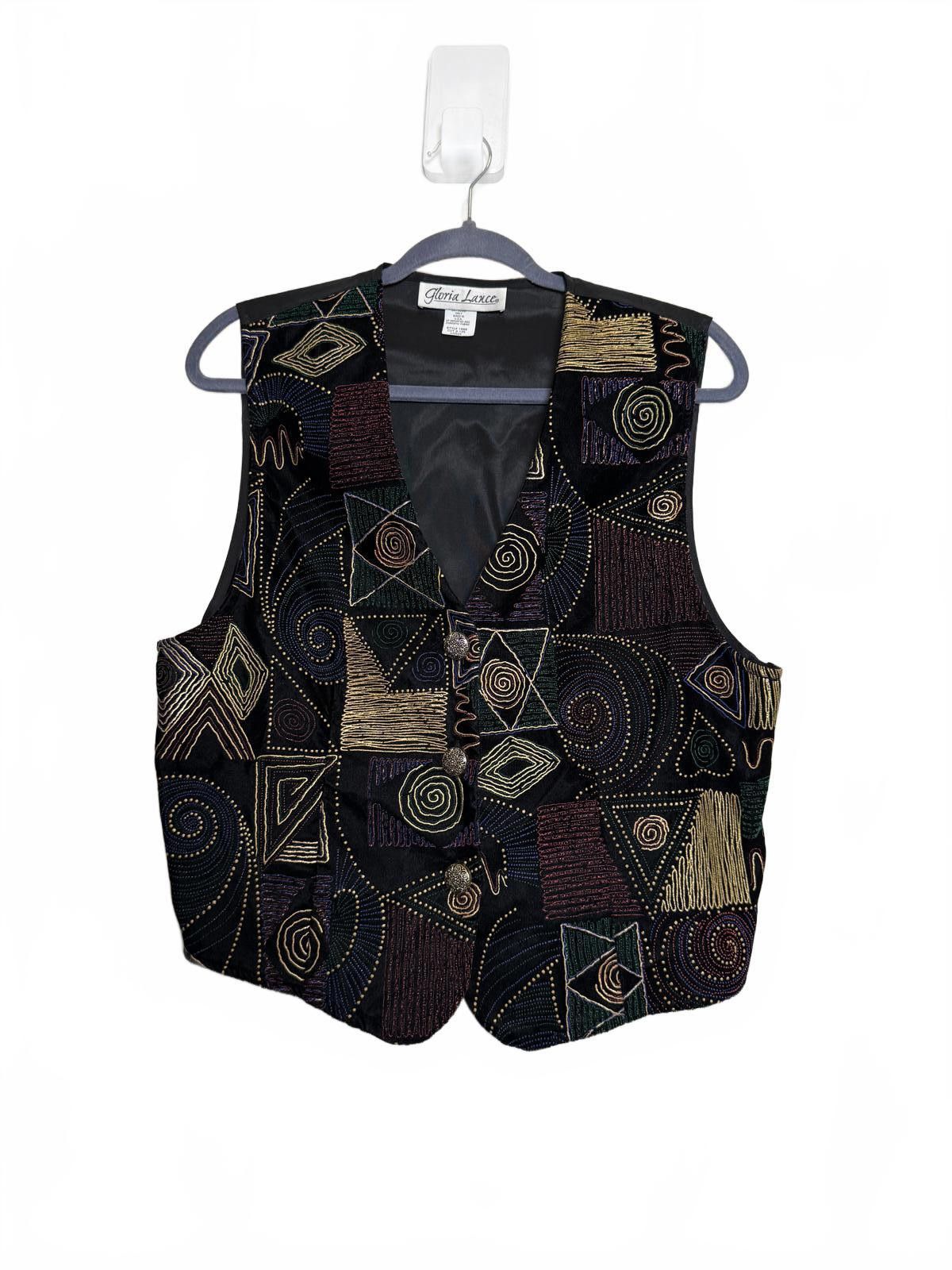 Vintage 90s 80s Patch work Embroidered Women's Vest
