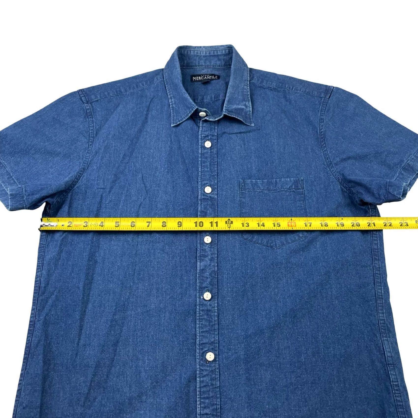 J.Crew J.CREW DENIM Button-Front Shirt Blue L 100% Cotton Short Sleeve Men’s Regular Mens Size US L / EU 52-54 / 3 - 6 Thumbnail