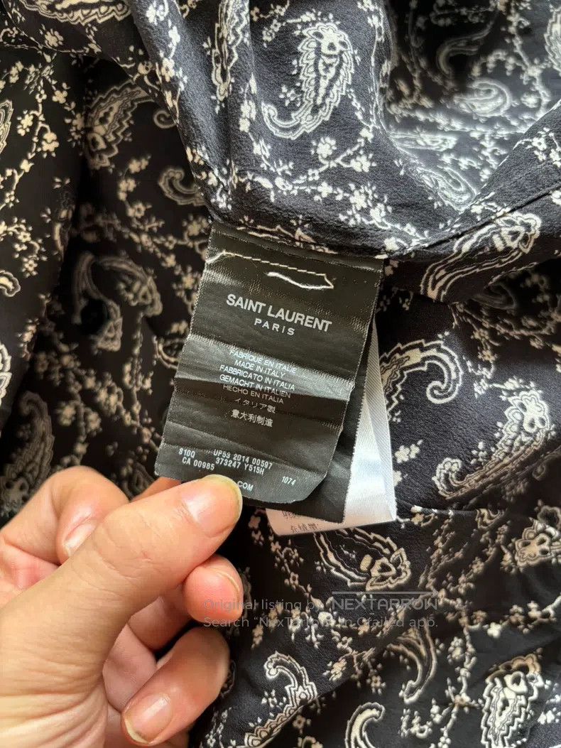 Saint Laurent Paris Saint Laurent Paris size 39 Mulberry Silk Cashew Flower Sh Size US M / EU 48-50 / 2 - 6 Thumbnail