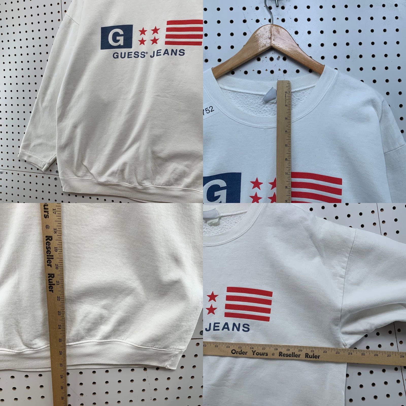 Guess VINTAGE GUESS Sweatshirt Mens Large 90s White Fleece USA Flag Crewneck Made USA Size US L / EU 52-54 / 3 - 8 Thumbnail