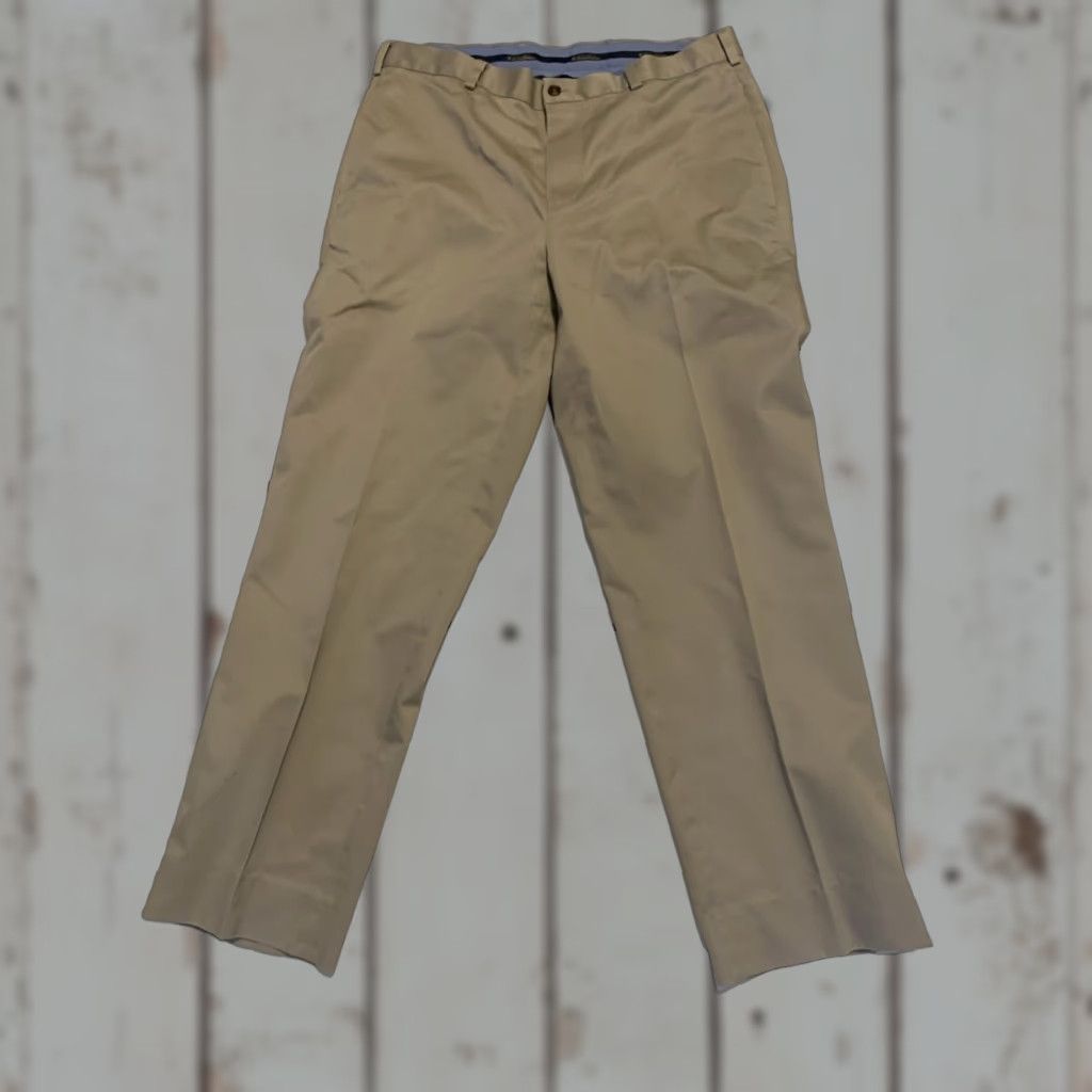 Brooks Brothers Brooks Brothers Beige Chino Pants Men's 35x29 Regular Fit Flat Front Lightweight Stretch Size US 35 - 1 Thumbnail
