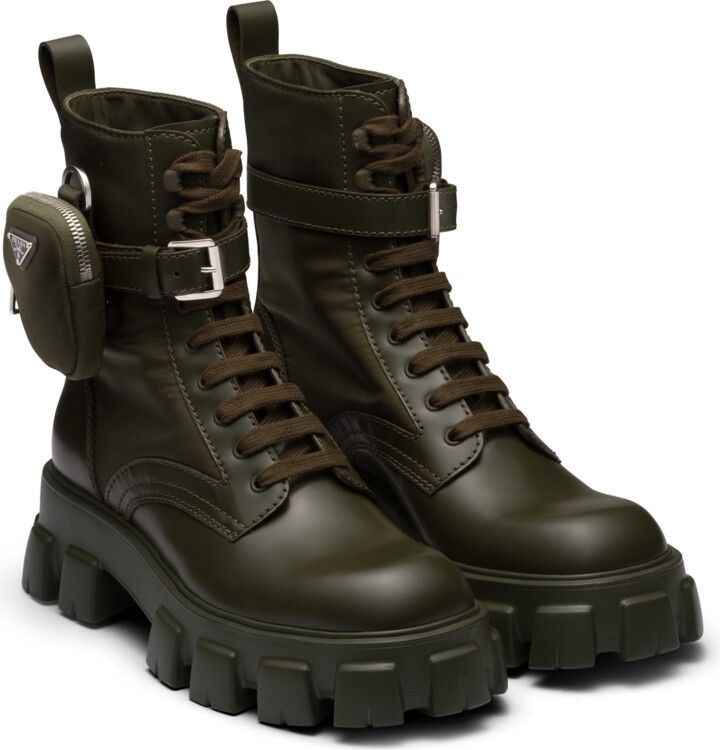 Prada Prada Monolith Leather Nylon Pouch Lug Sole Combat Boot 40 Size US 10 / IT 40 - 7 Thumbnail