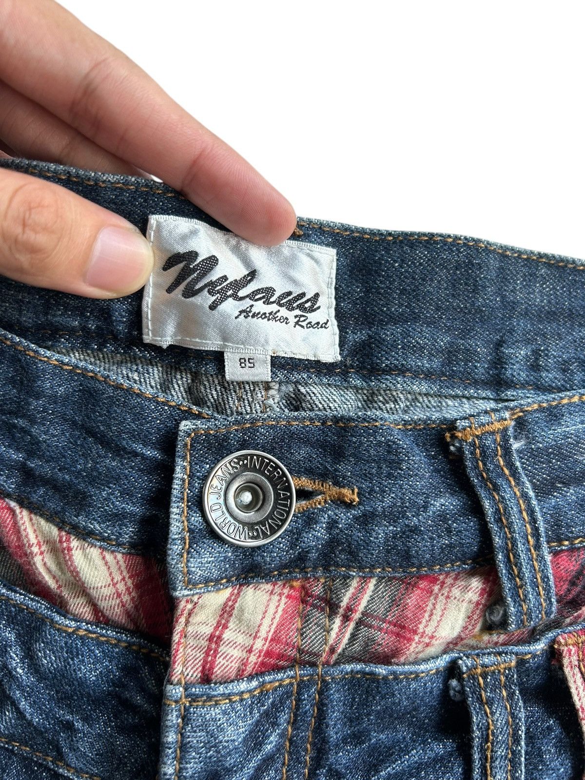 Kapital Nylaus Double Waist Japanese Punk Bondage Grunge Denim Jeans Size US 33 - 5 Thumbnail