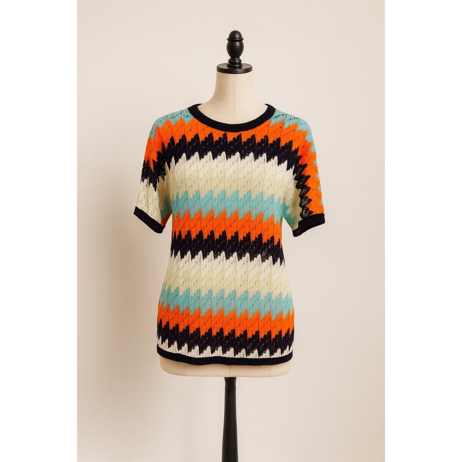 Other Bobeau Multicolor Chevron Crochet Knit Top – Size S Size S / US 4 / IT 40 - 1 Thumbnail