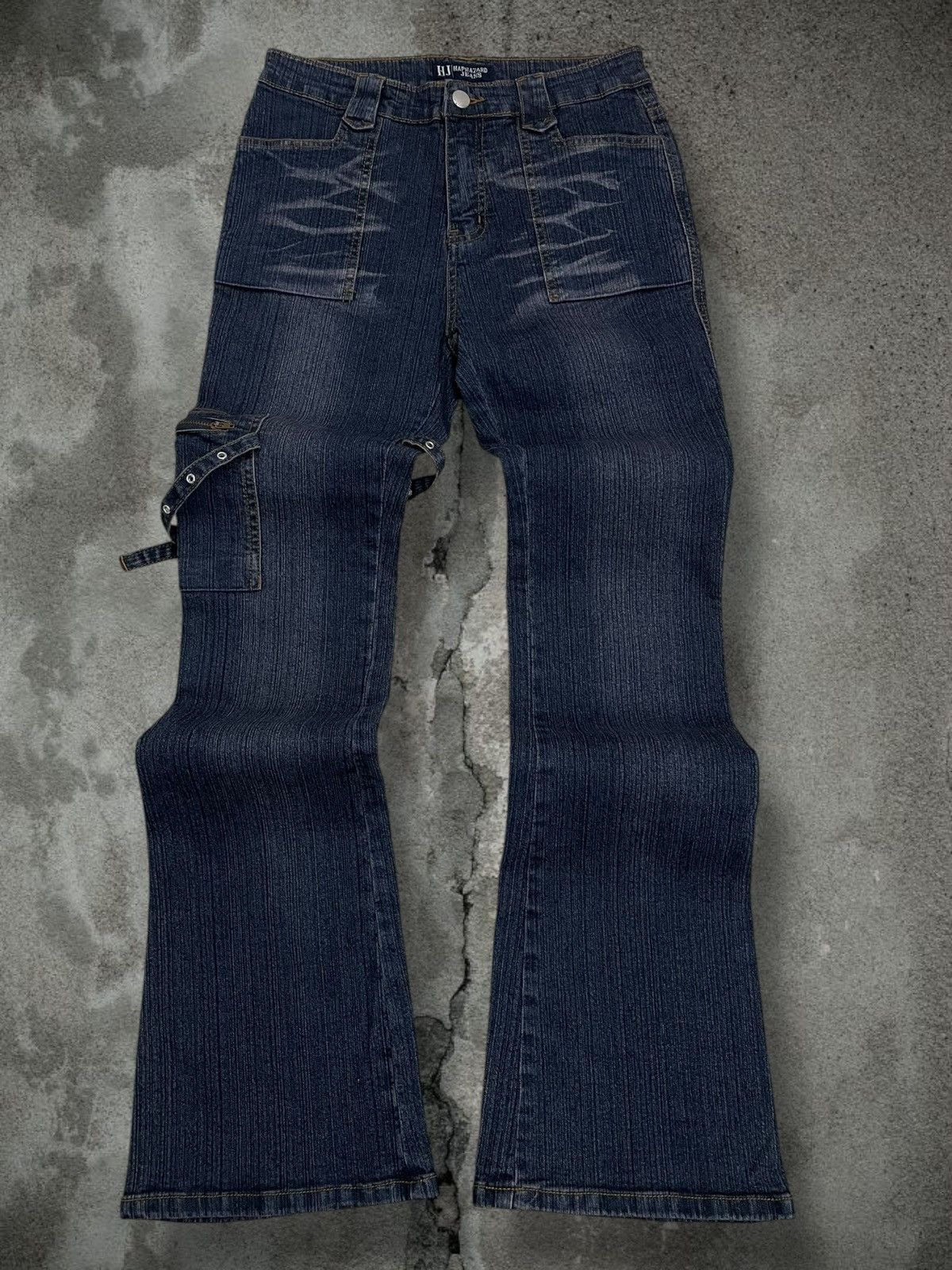 Vintage Og 90s Japan Designer Haphazard Flared Bondage Denim