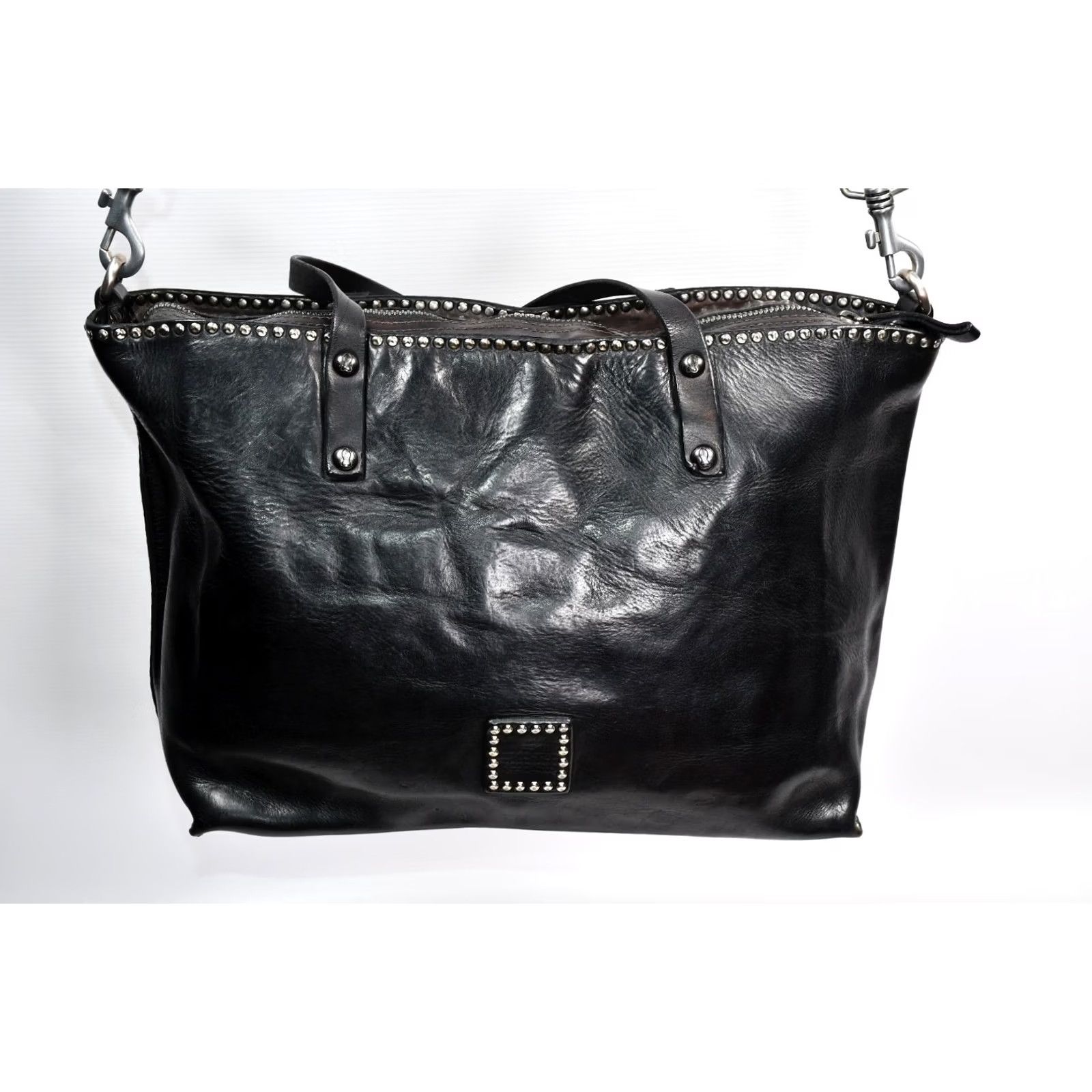 Campomaggi Campomaggi Tote Black Leather Women’s Large Studded Handbag Vintage No Size ONE SIZE - 5 Thumbnail