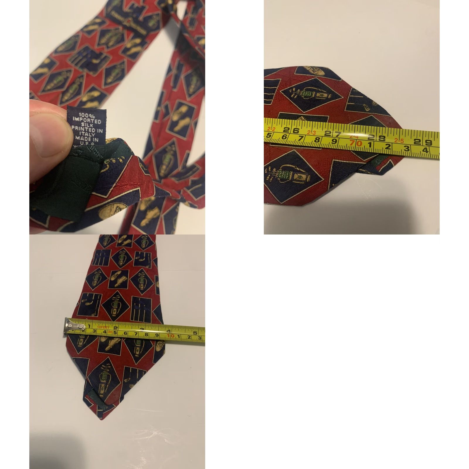 Tommy Hilfiger VINTAGE Tommy Hilfiger Red Silk Golf Tie Made in Italy Adjustable Mens Size ONE SIZE - 8 Thumbnail