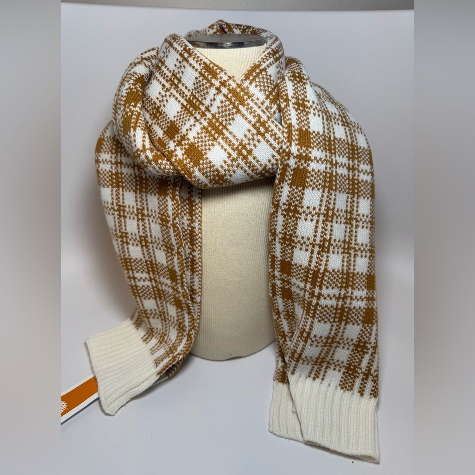Timberland Timberland Reversible Plaid Scarf Orange & White NWT Winter Size ONE SIZE - 3 Thumbnail