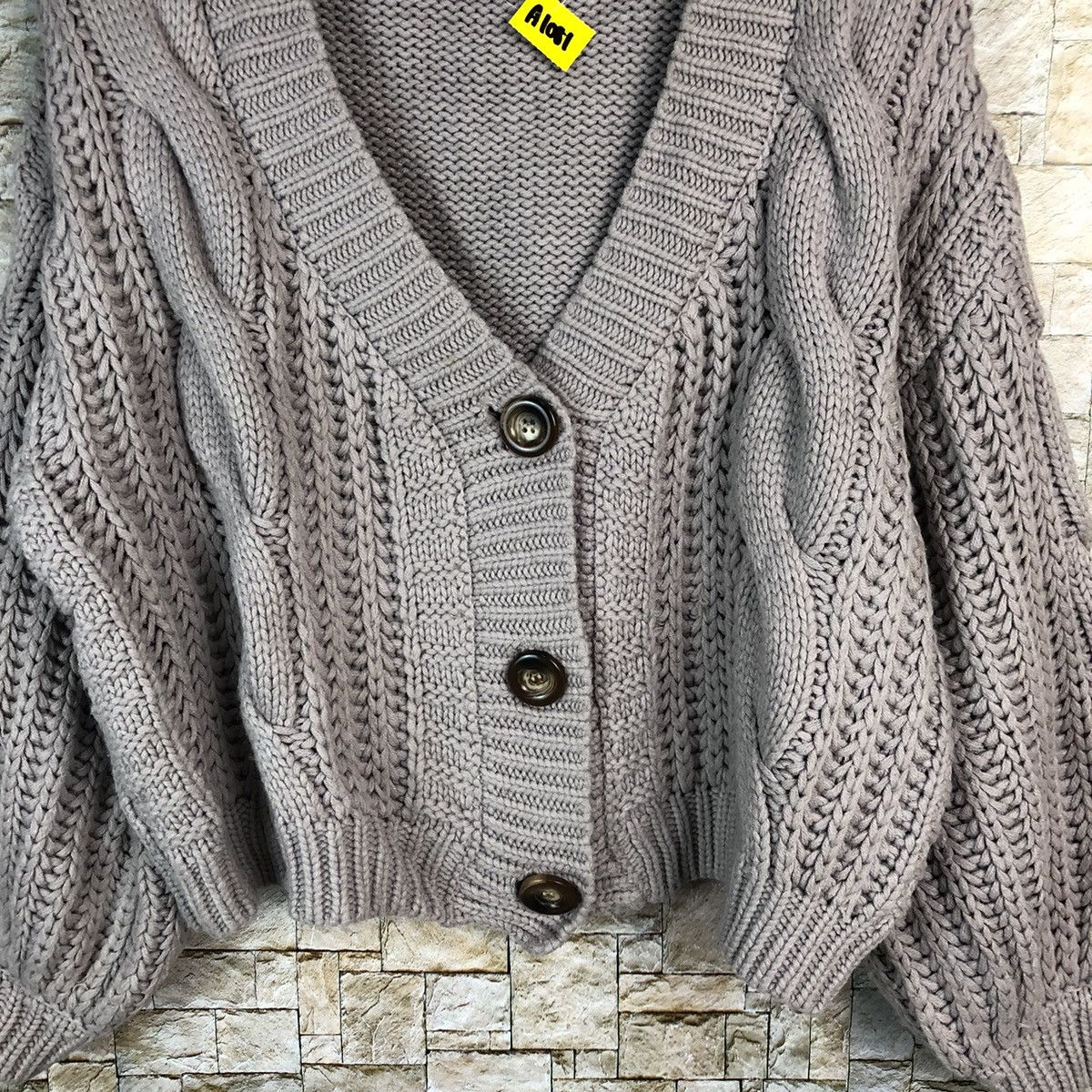 Aran Isles Knitwear A.G. Plus Park Ave Purple Cardigan cable Knitwear #A1081 Size L / US 10 / IT 46 - 5 Thumbnail