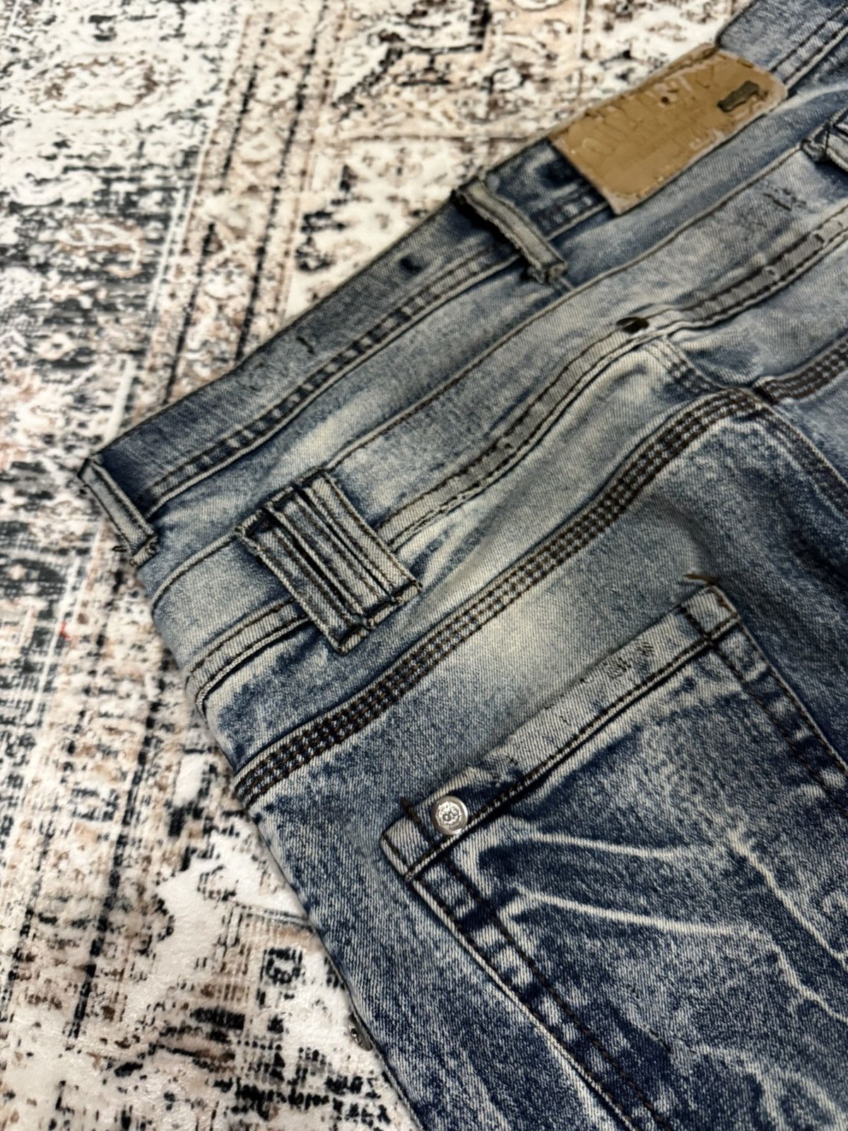 If Six Was Nine Diesel Black Gold Double Waist Whiskers Stack Flared Jeans Size US 29 - 20 Thumbnail