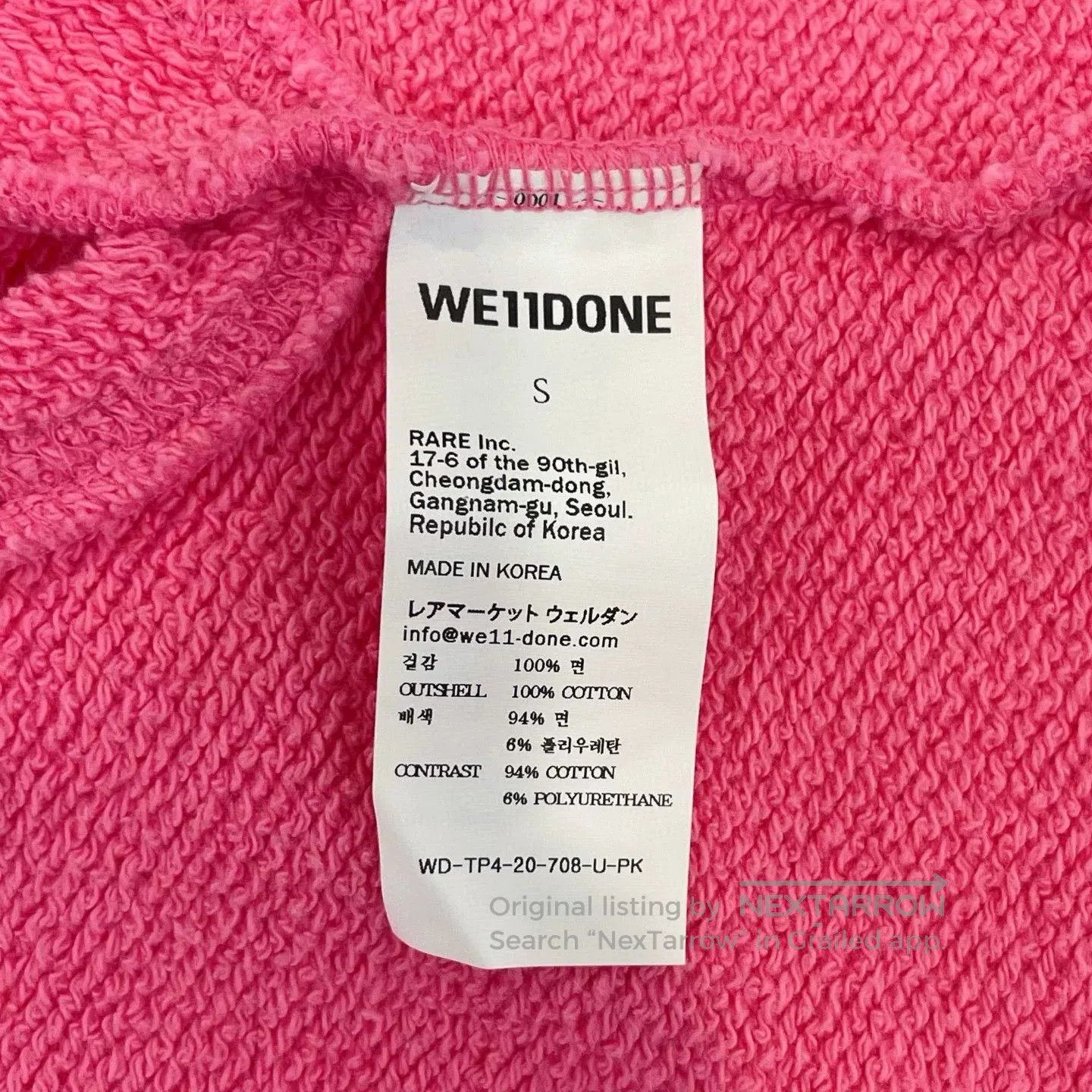 WE11DONE Welldone Pink Hoodie. Size S / US 4 / IT 40 - 6 Thumbnail