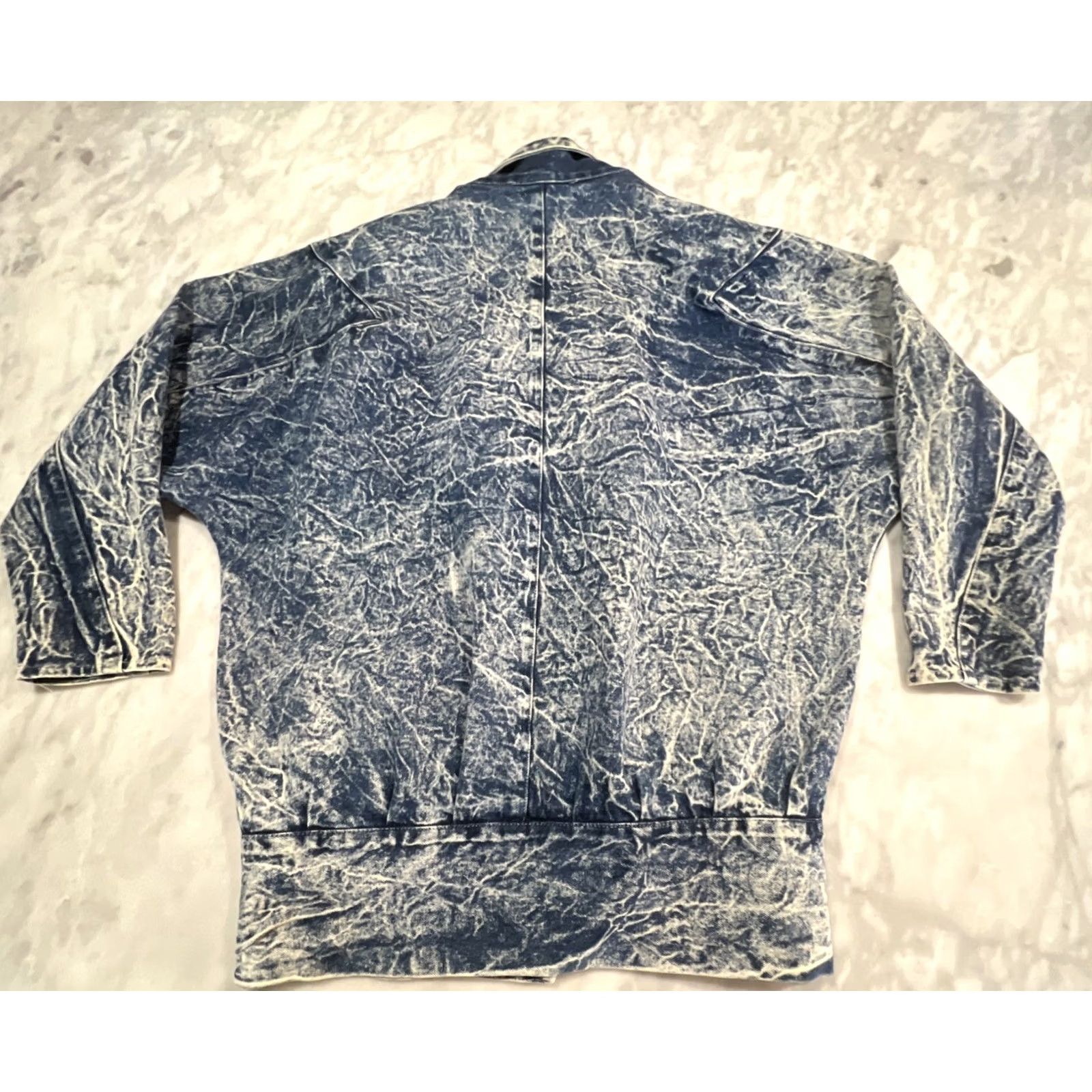 Denime VINTAGE 1980s Acid Wash Denim Jacket Women’s S 3/4 Sleeve Padded Shoulders Denim Blue Glam Rock Hi Teens Jacket Womens S Size S / US 4 / IT 40 - 5 Thumbnail