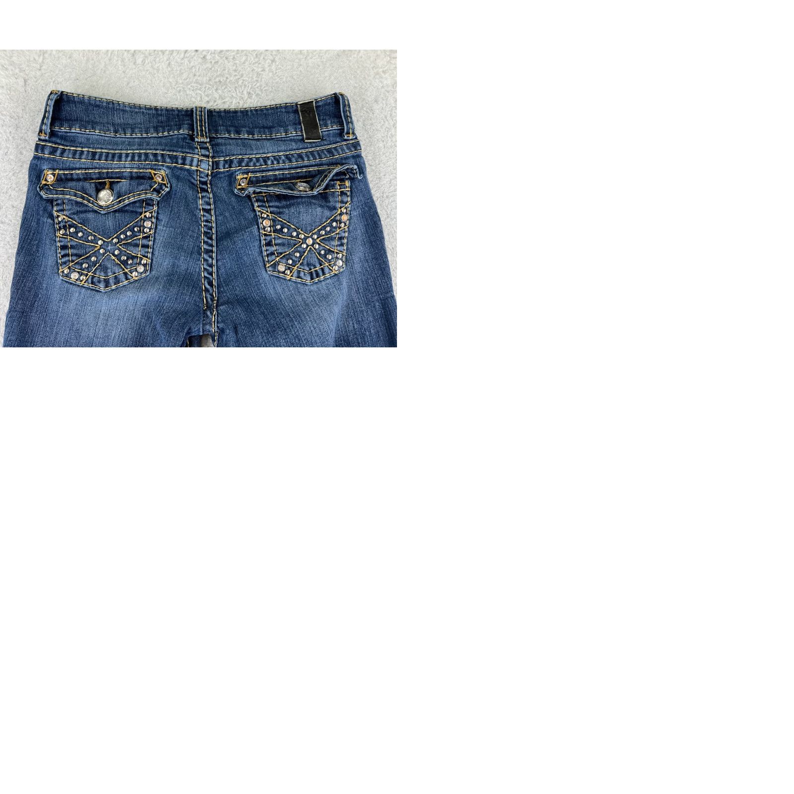 Vintage Ten Denim Jeans Womens Bootcut Low Rise 26x31 Blue Cotton Blend Embroidered Distressed 5-Pocket Denim N/A Size 28" / US 6 / IT 42 - 10 Thumbnail