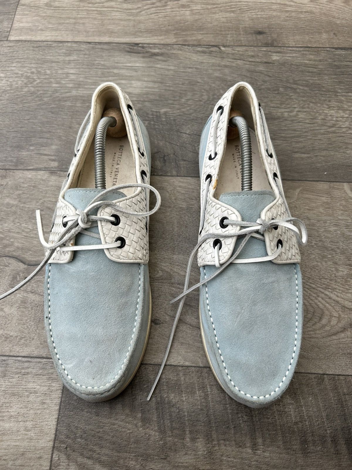 Bottega Veneta Bottega Veneta Intrecciato Trimmed Boat Shoes. Size US 8 / EU 41 - 1 Thumbnail