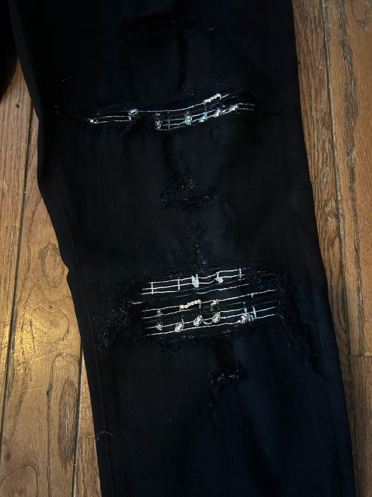 Amiri Amiri Black Silver Crystal Music Note Skinny Jeans - Size 38 Size US 38 / EU 54 - 6 Thumbnail