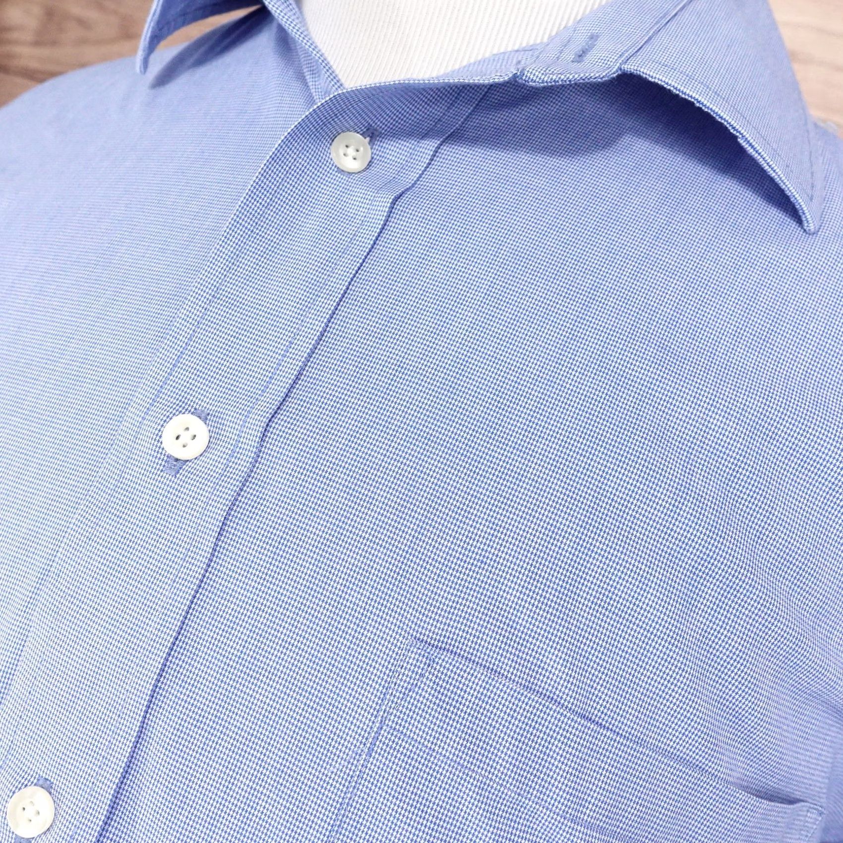Chaps CHAPS BLUE DRESS SHIRT BUTTON UP 17-17.5 XL 34/35 WRINKLE FREE REGULAR FIT Long Sleeve Men Cotton HOUNDSTOOTH Closure Collared Vintage: No Size 46R - 2 Thumbnail