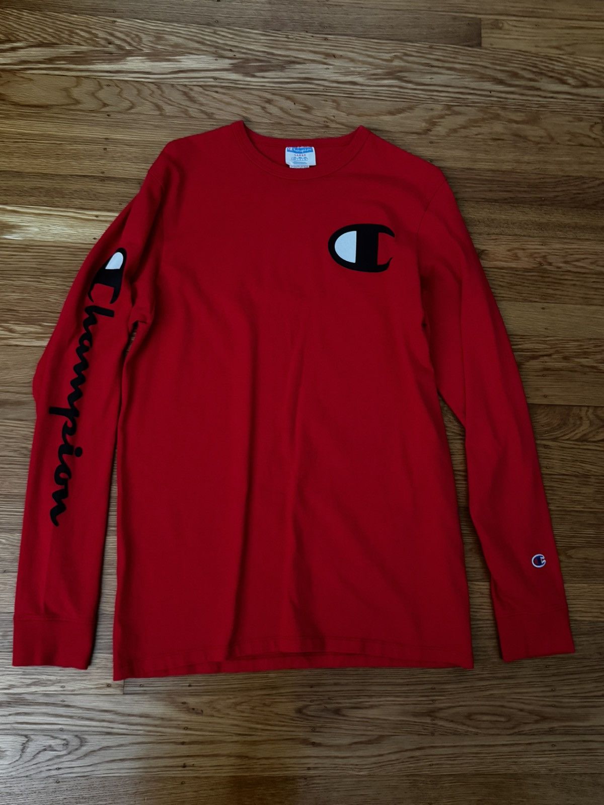 Champion Champion Logo Logo Long Sleeve Red - size Large Size US L / EU 52-54 / 3 - 1 Thumbnail