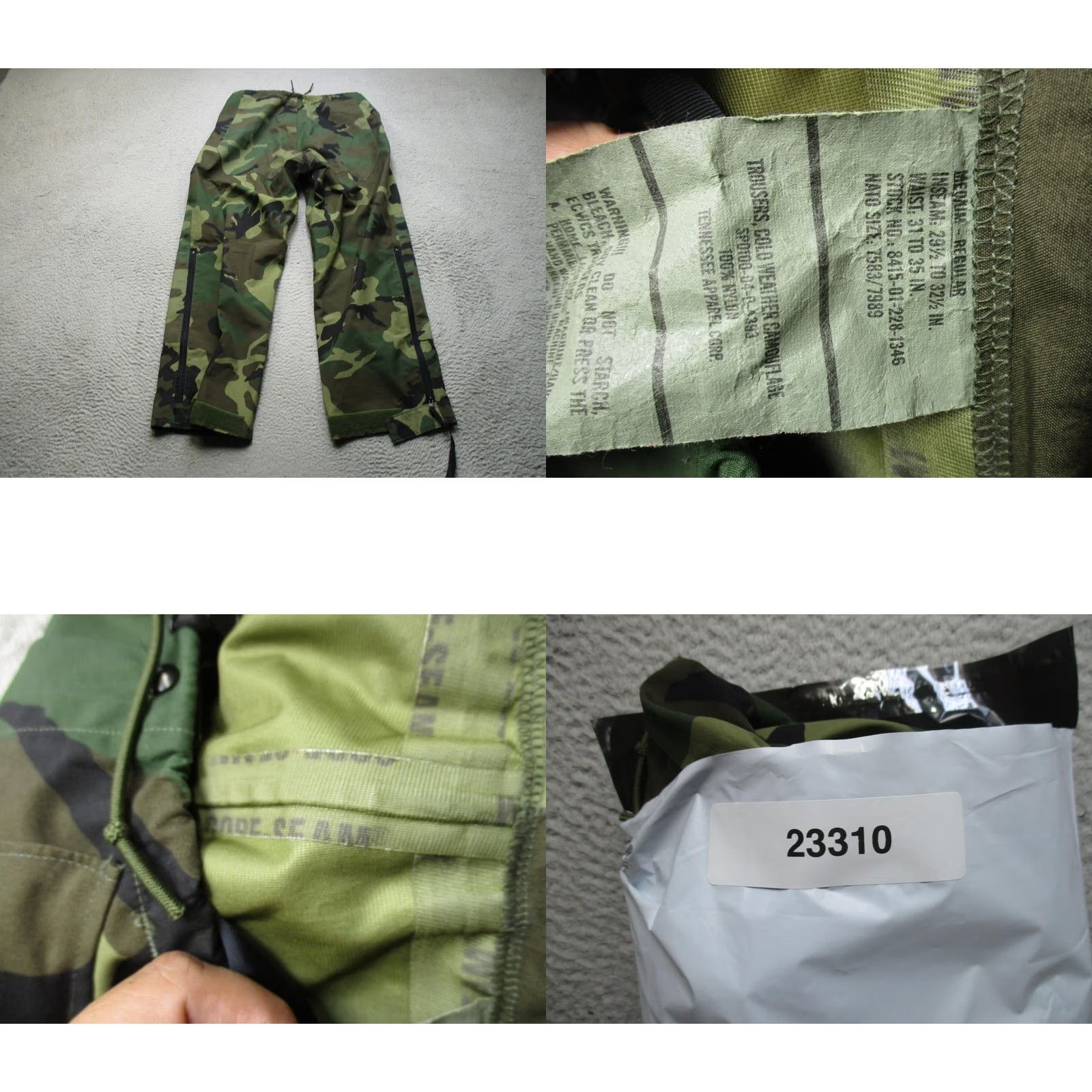 Vintage Tennessee Apparel Corp Pants Mens M 37x30 Green Camo ECWCS Snow Waterproof Army Size US 31 - 8 Thumbnail