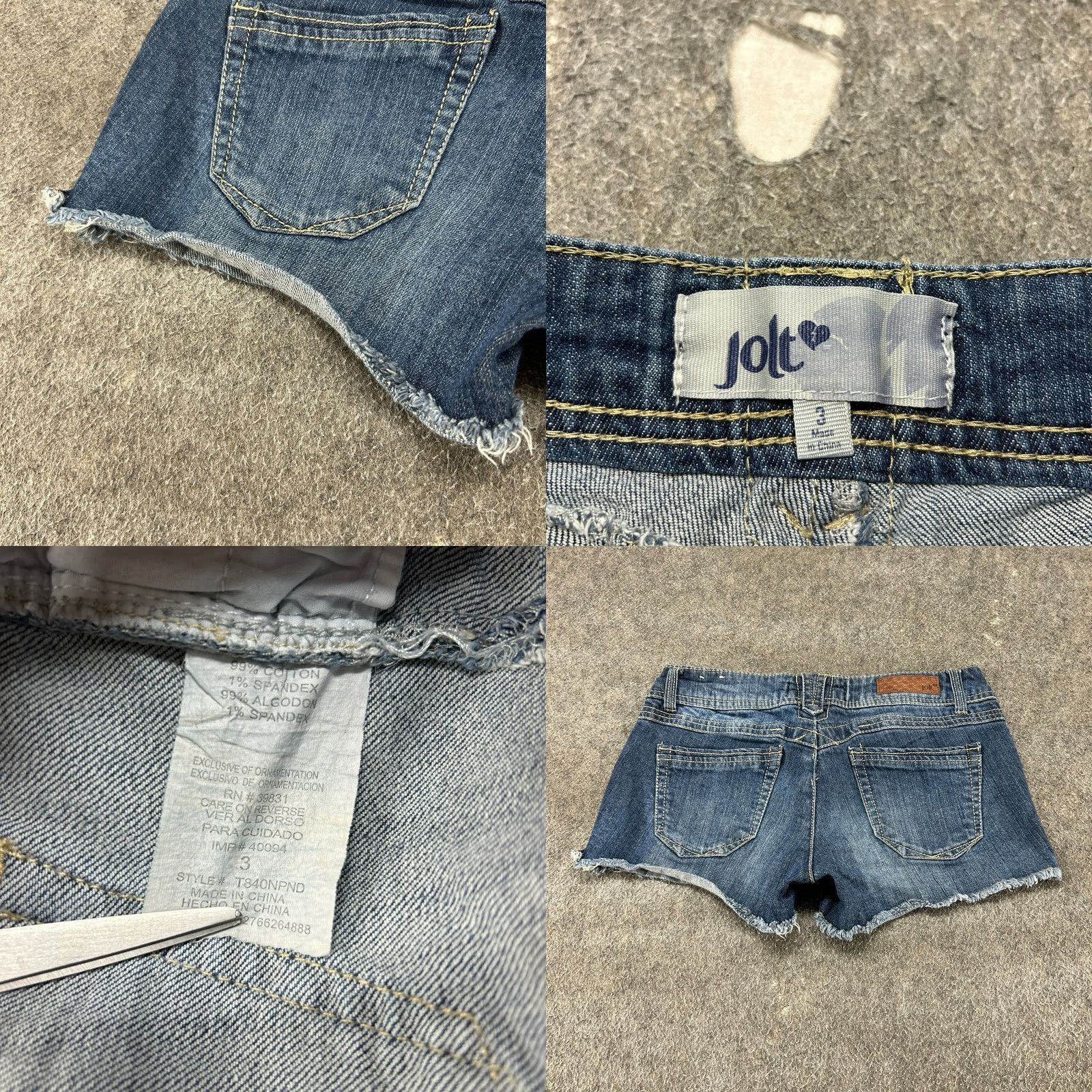 Vintage VINTAGE Jolt Shorts Juniors 3 Blue Medium Wash Cut Off Studded Mini Micro Y2K Size 26" / US 2 / IT 38 - 8 Thumbnail
