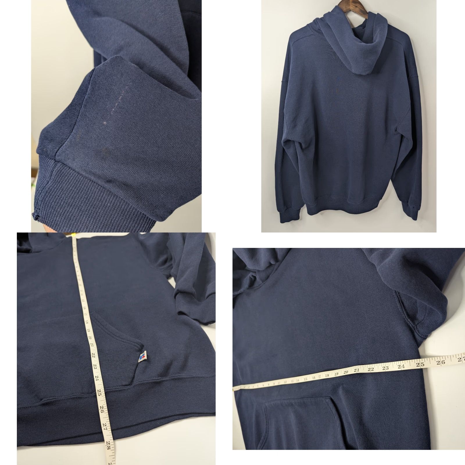 Russell Athletic VINTAGE Russell Athletic Hoodie Men's XL Navy Blue Pullover 90s College Retro Logo Hooded Sweatshirt Men Size US XL / EU 56 / 4 - 8 Thumbnail