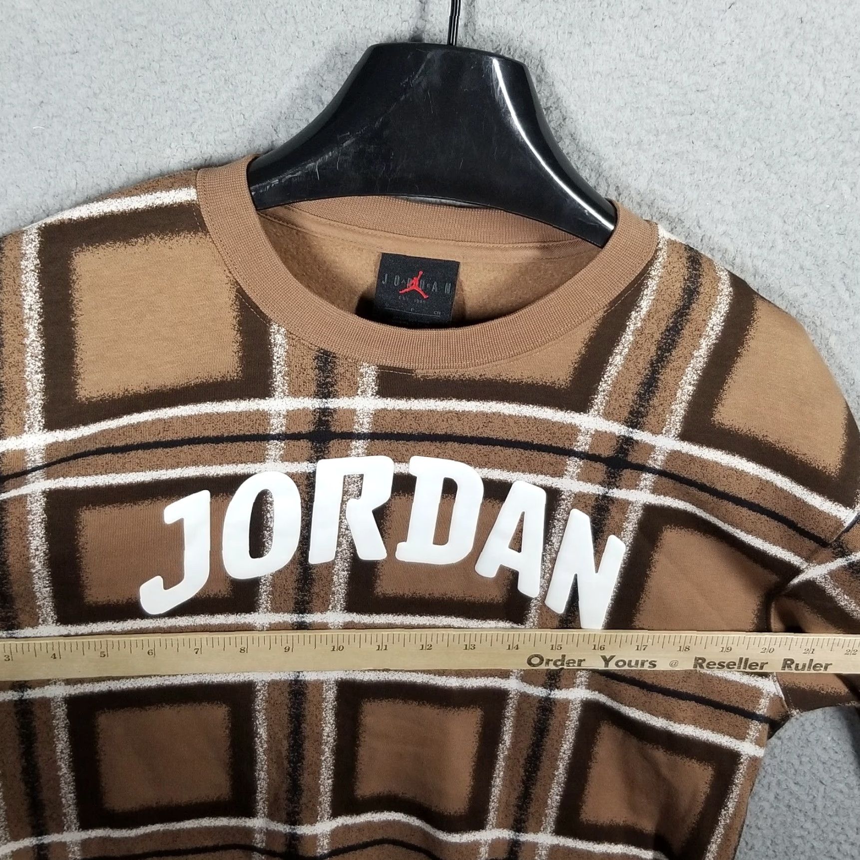 Jordan Brand VINTAGE Jordan Crewneck Sweatshirt Women's S Pullover Fleece Brown Plaid 90s Basketball Size S / US 4 / IT 40 - 6 Thumbnail
