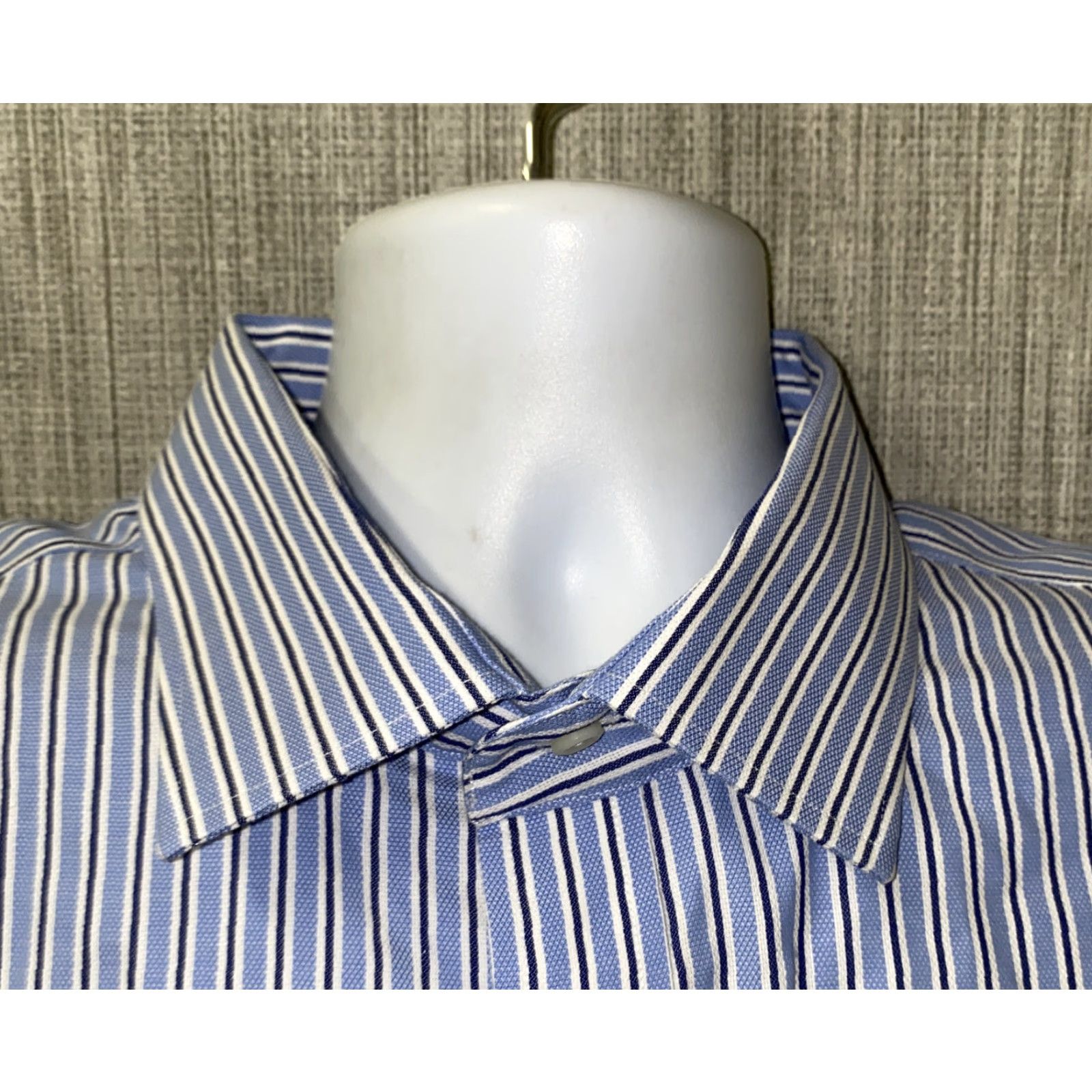Ralph Lauren Lauren Ralph Lauren Mens Blue Striped Long Sleeve Dress Shirt Size 18 Size 48R - 3 Thumbnail