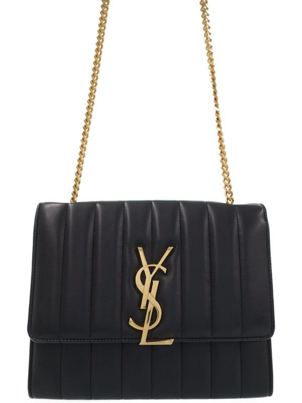 Yves Saint Laurent Paris Viki Chain Shoulder Bag Black