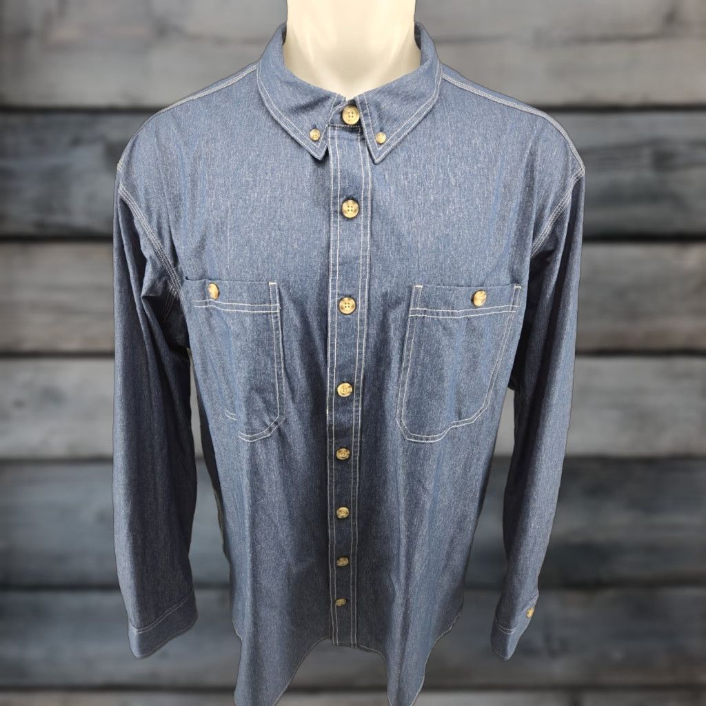 Vintage Duluth Trading Shirt Mens Blue 2XLT Relaxed Fit Long Sleeve Button-Up Untucked Polyester Clothing Size US XXL / EU 58 / 5 - 1 Thumbnail