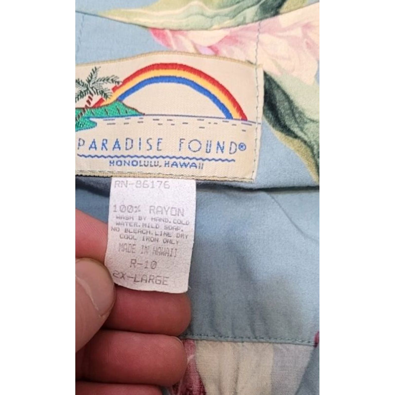 Paradise VINTAGE Paradise on a Hanger Hawaiian Beach Shirt PARADISE ON A HANGER Wild Orchids XXL Green Floral Short Sleeve Button-Up Collared Canvas Cotton Size US XXL / EU 58 / 5 - 3 Thumbnail