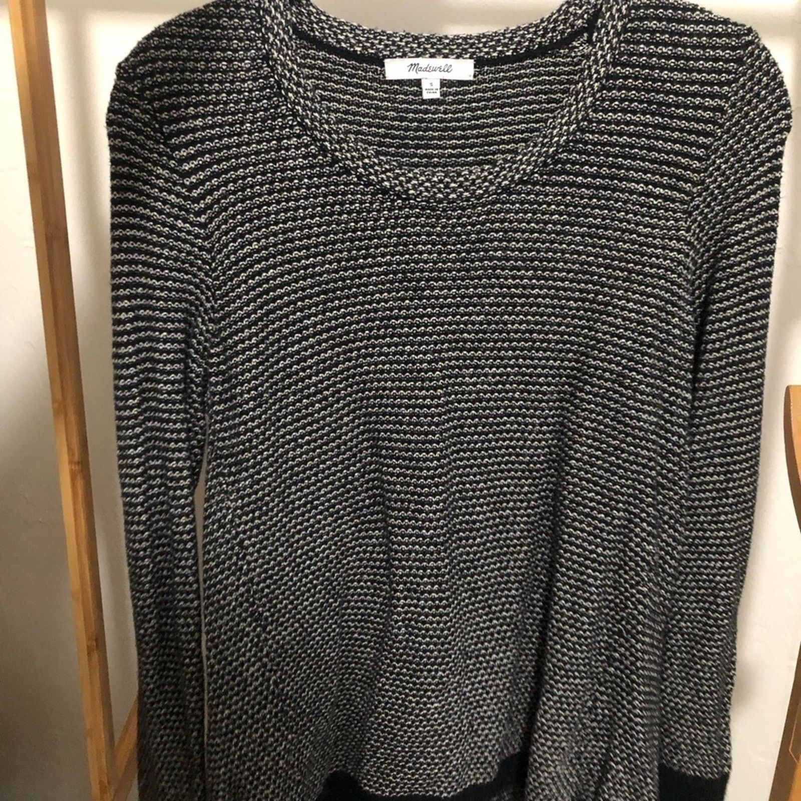 Madewell Madewell Black White Knit Crewneck Long Sleeve Sweater Top Size S / US 4 / IT 40 - 6 Thumbnail