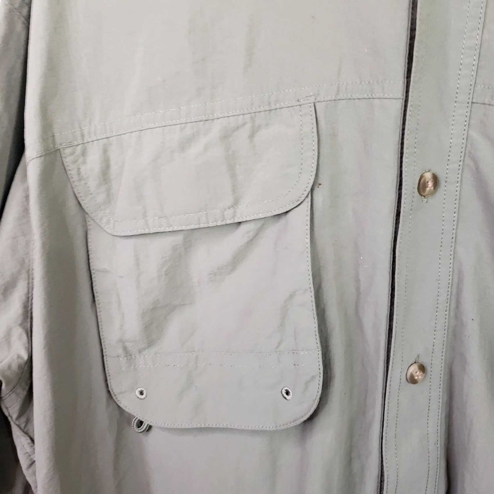 Vintage Bimini Bay Outfitters Men Button-Up Shirt XL Green Short Sleeve Vented Pockets Logo Collared Casual Travel Outdoor Shirt Size US L / EU 52-54 / 3 - 5 Thumbnail