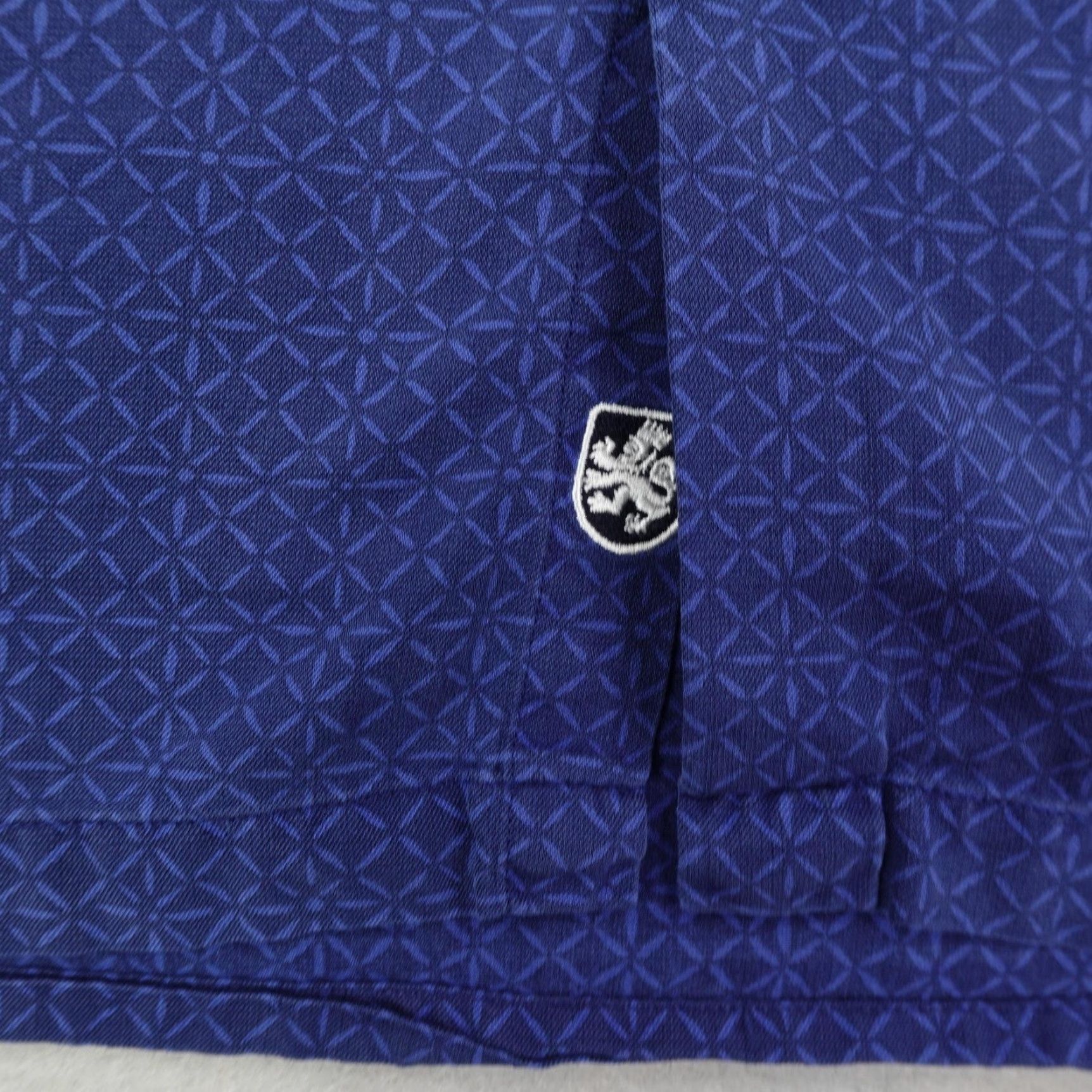Nat Nast Nat Nast Mens XL Blue Silk Cotton Short Sleeve Button-Up Shirt Casual Resort Lounge Geometric Pattern Size US XL / EU 56 / 4 - 4 Thumbnail