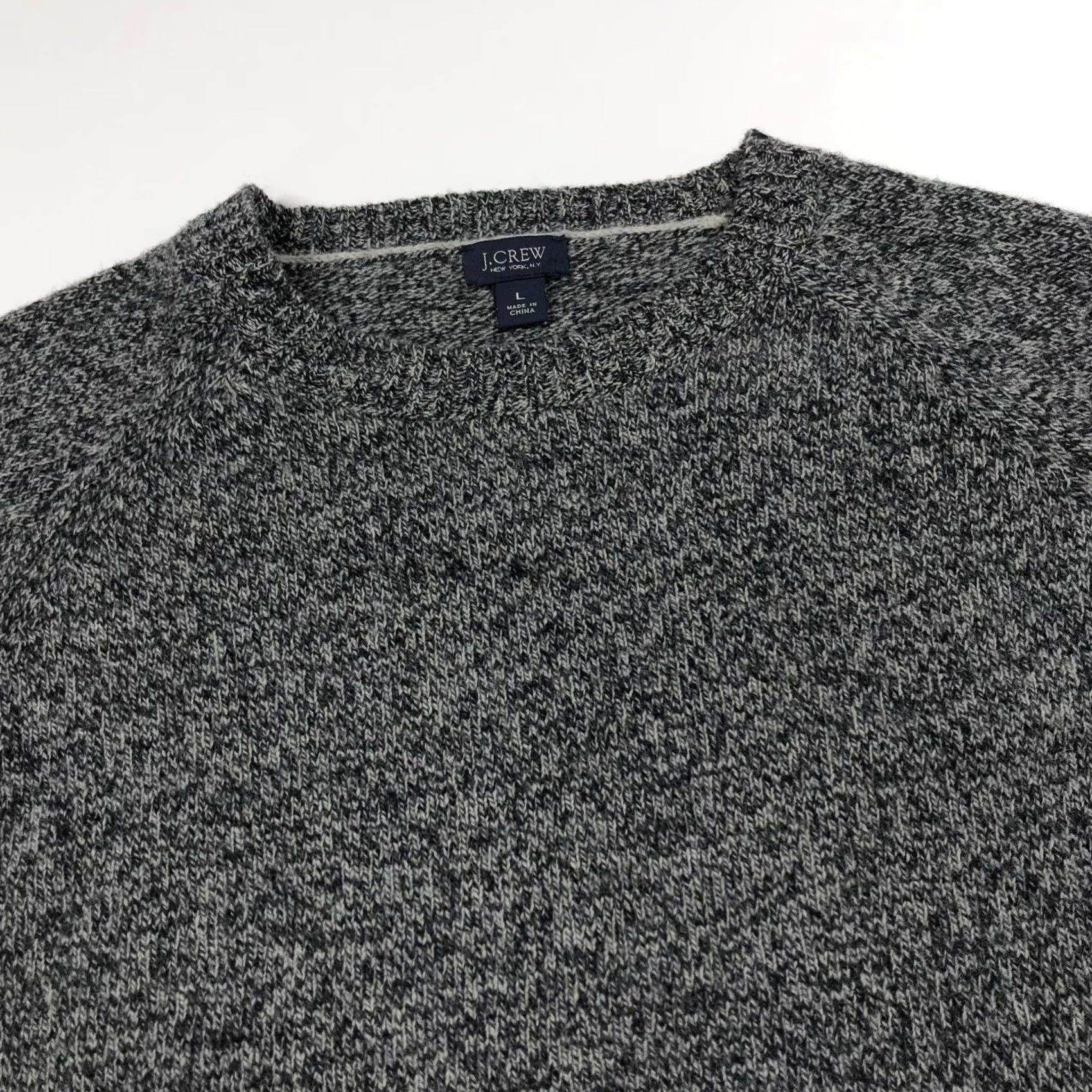 J.Crew J.Crew Men's L Pullover Sweater Long Sleeve Marled Black Gray 100% Lambswool HOLE Size US L / EU 52-54 / 3 - 2 Thumbnail