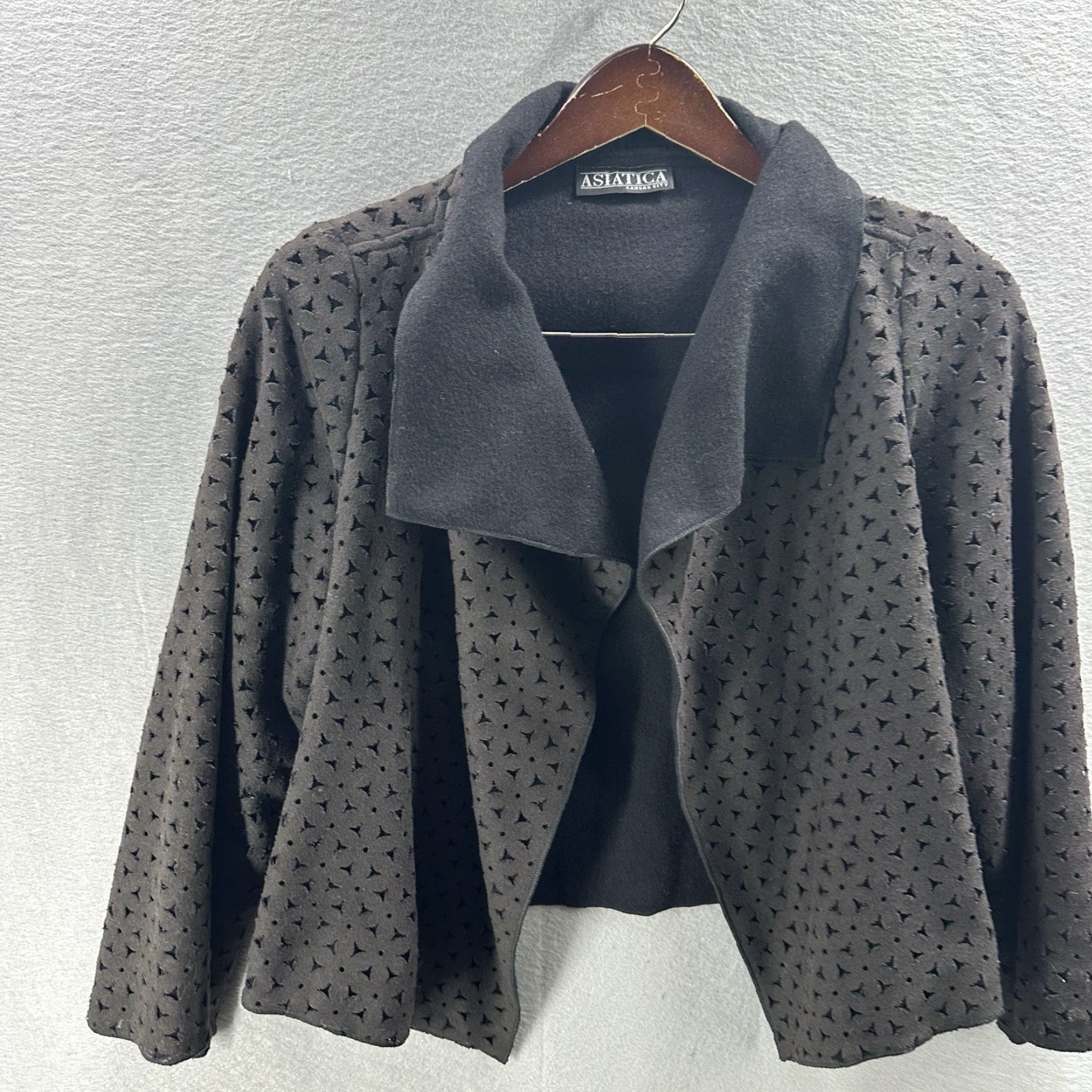 Vintage Asiatica Kansas City Jacket Women M Black Bohemian City Kimono Lightweight Lined Pockets Fall Spring Summer Winter Open Size M / US 6-8 / IT 42-44 - 2 Thumbnail
