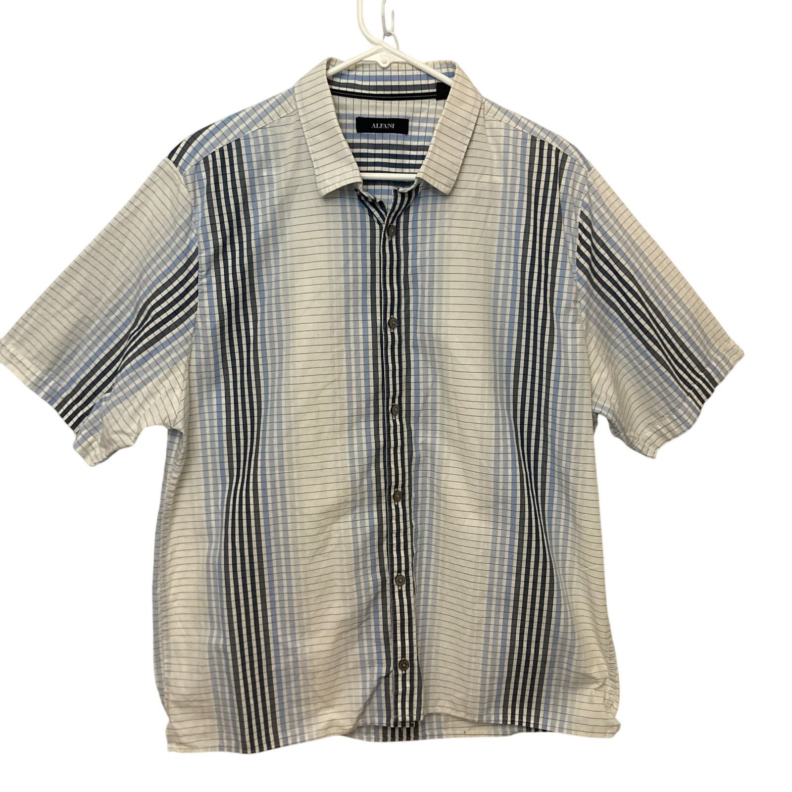 Alfani Alfani Men’s Striped Plaid Button Up Short Sleeve Shirt Size US XL / EU 56 / 4 - 4 Thumbnail