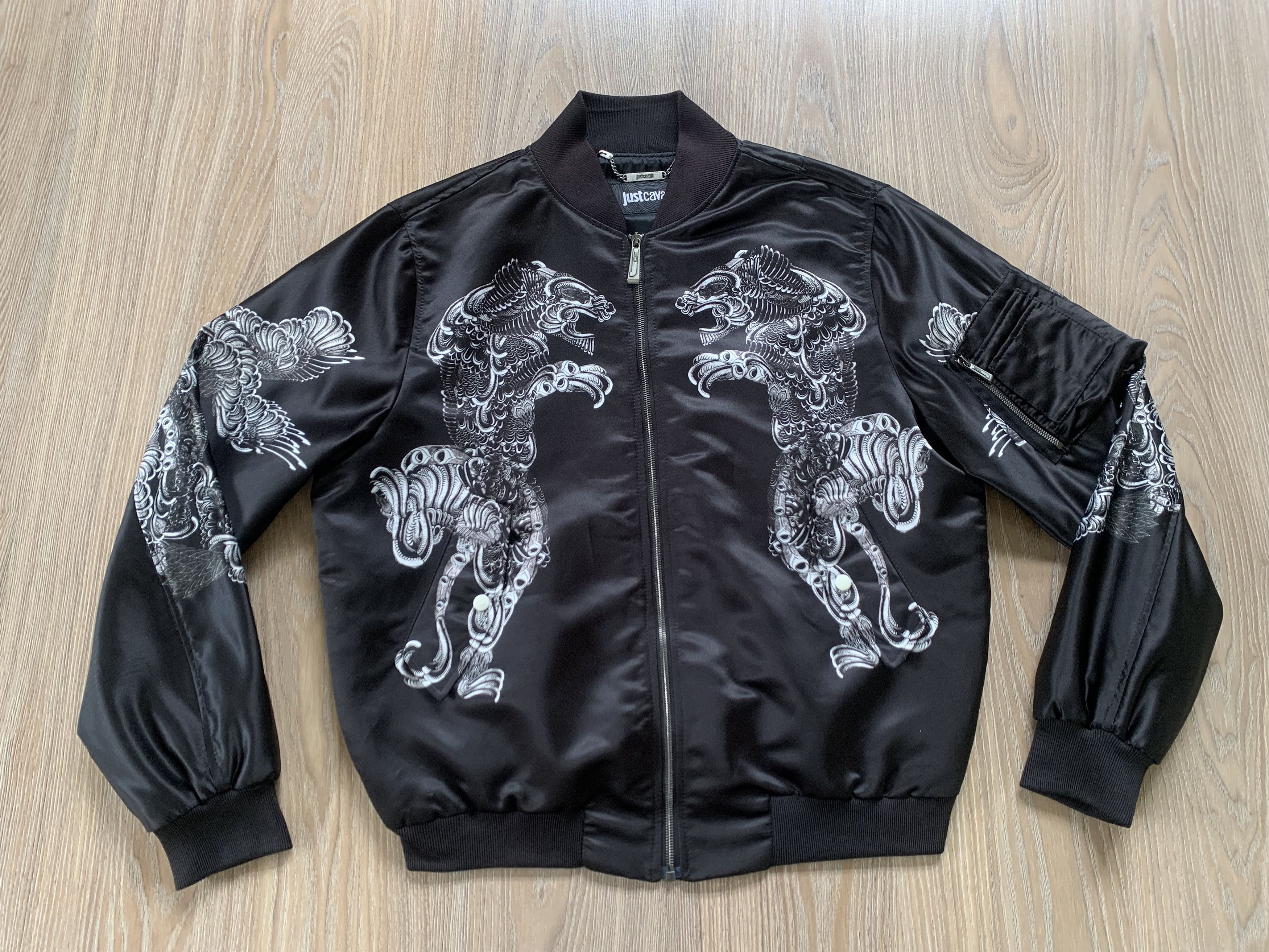 Just Cavalli Rare Just Cavalli Black Bomber Jacket Printed Size US M / EU 48-50 / 2 - 2 Thumbnail