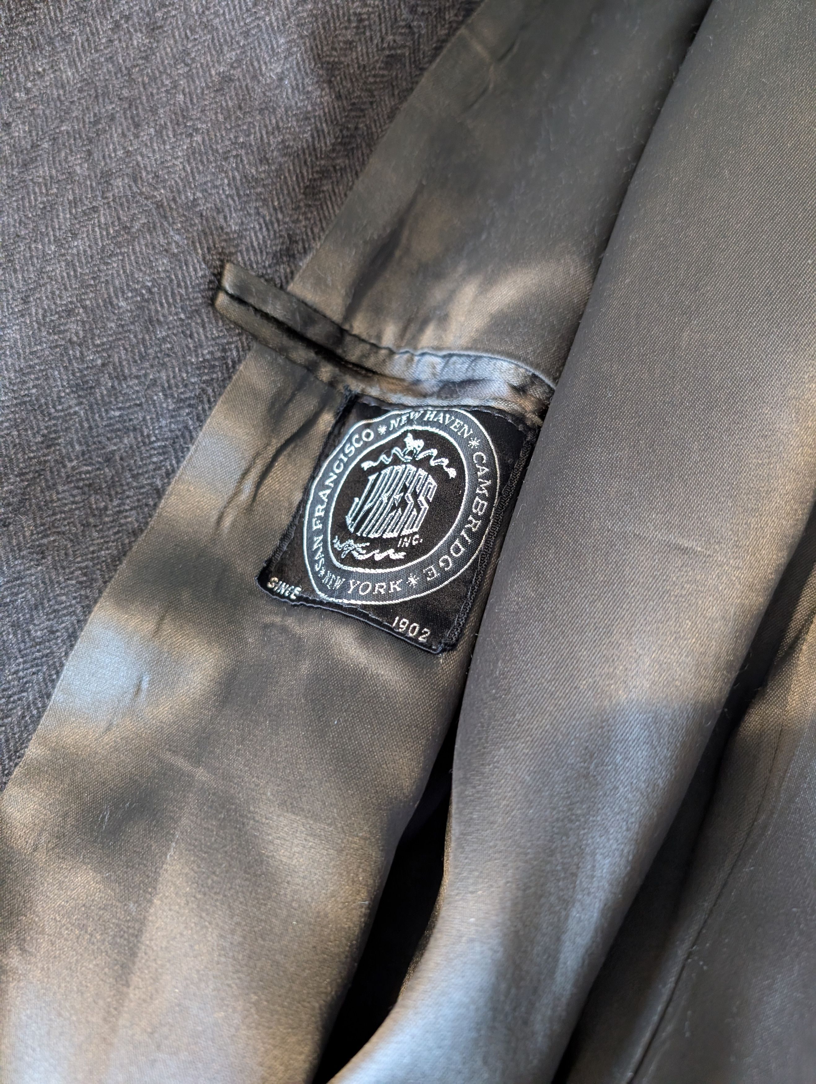 J. Press Charcoal Gray Herringbone Wool Overcoat USA 44 Size US L / EU 52-54 / 3 - 3 Thumbnail