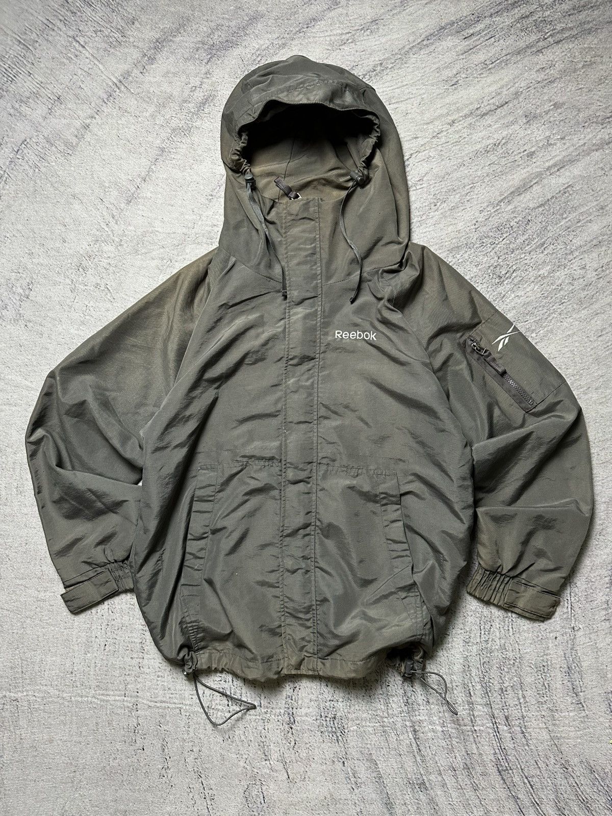Reebok × Vintage Distressed Reebok Bombers hoodie Jacket Size US L / EU 52-54 / 3 - 1 Thumbnail