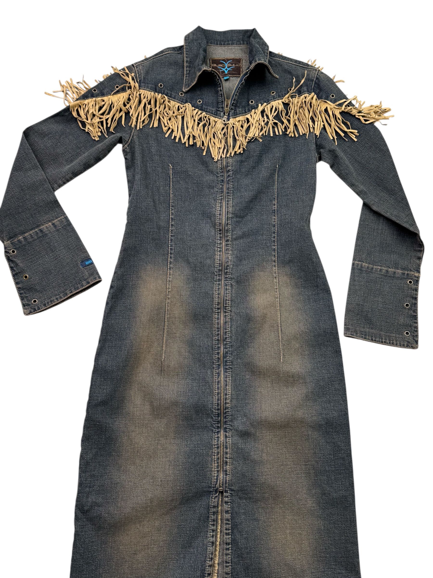 Vintage Vintage Denim Faded Dress With Sleeve&Metal Rings W223(V9) Size S / US 4 / IT 40 - 2 Thumbnail